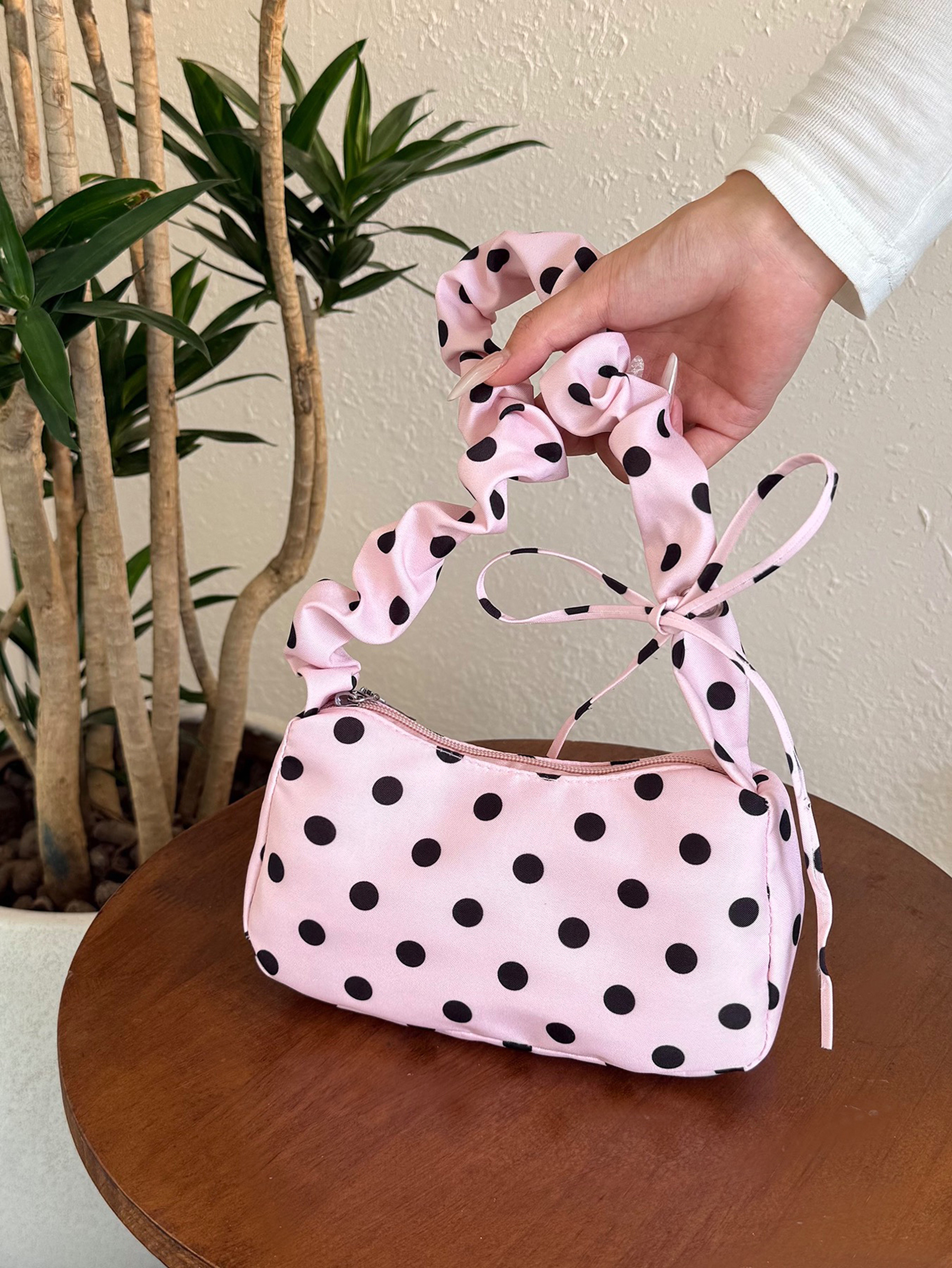 Pink Shoulder Bag with Zip Closure