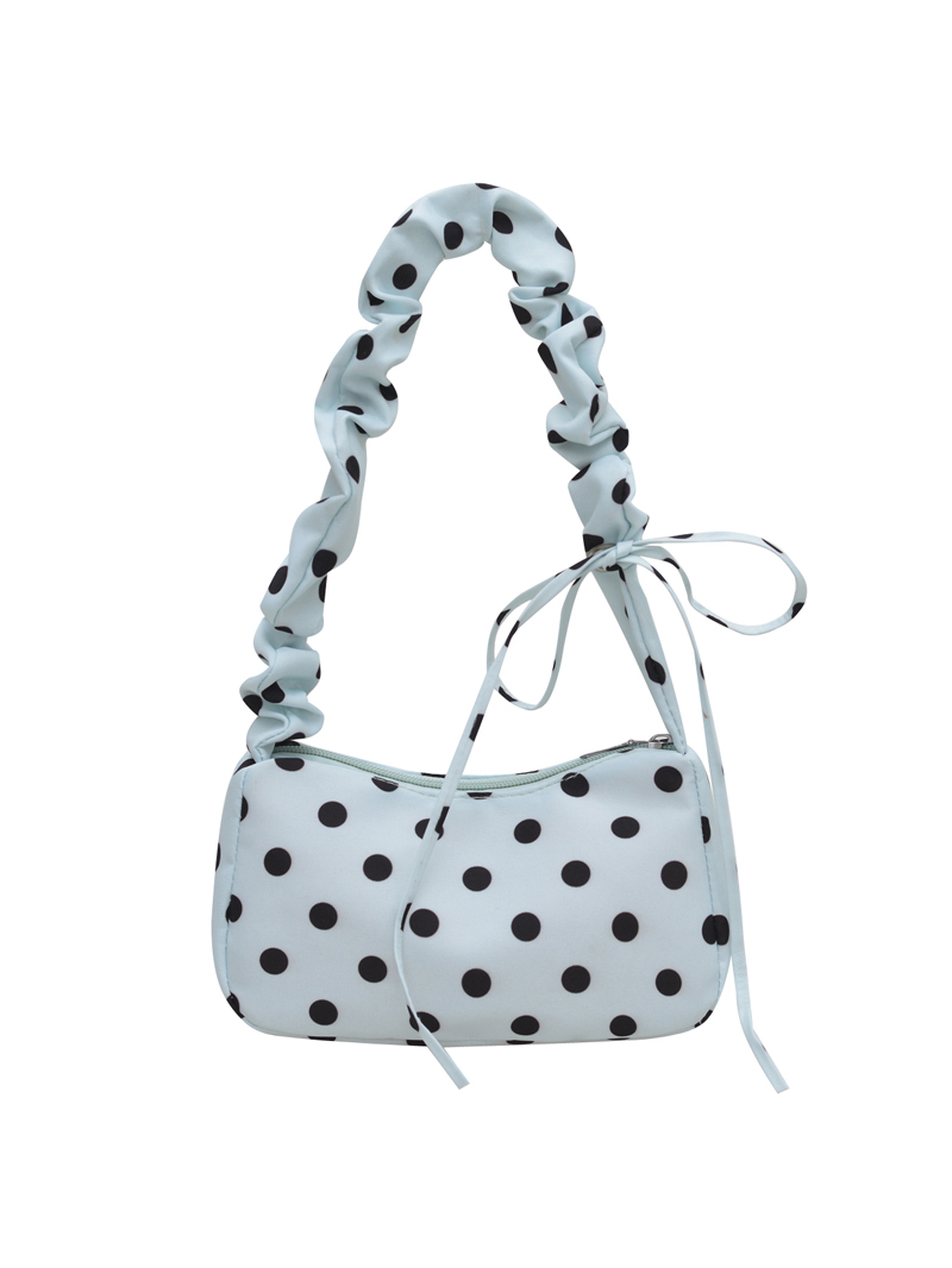 Light Blue Shoulder Bag with Zip Closure