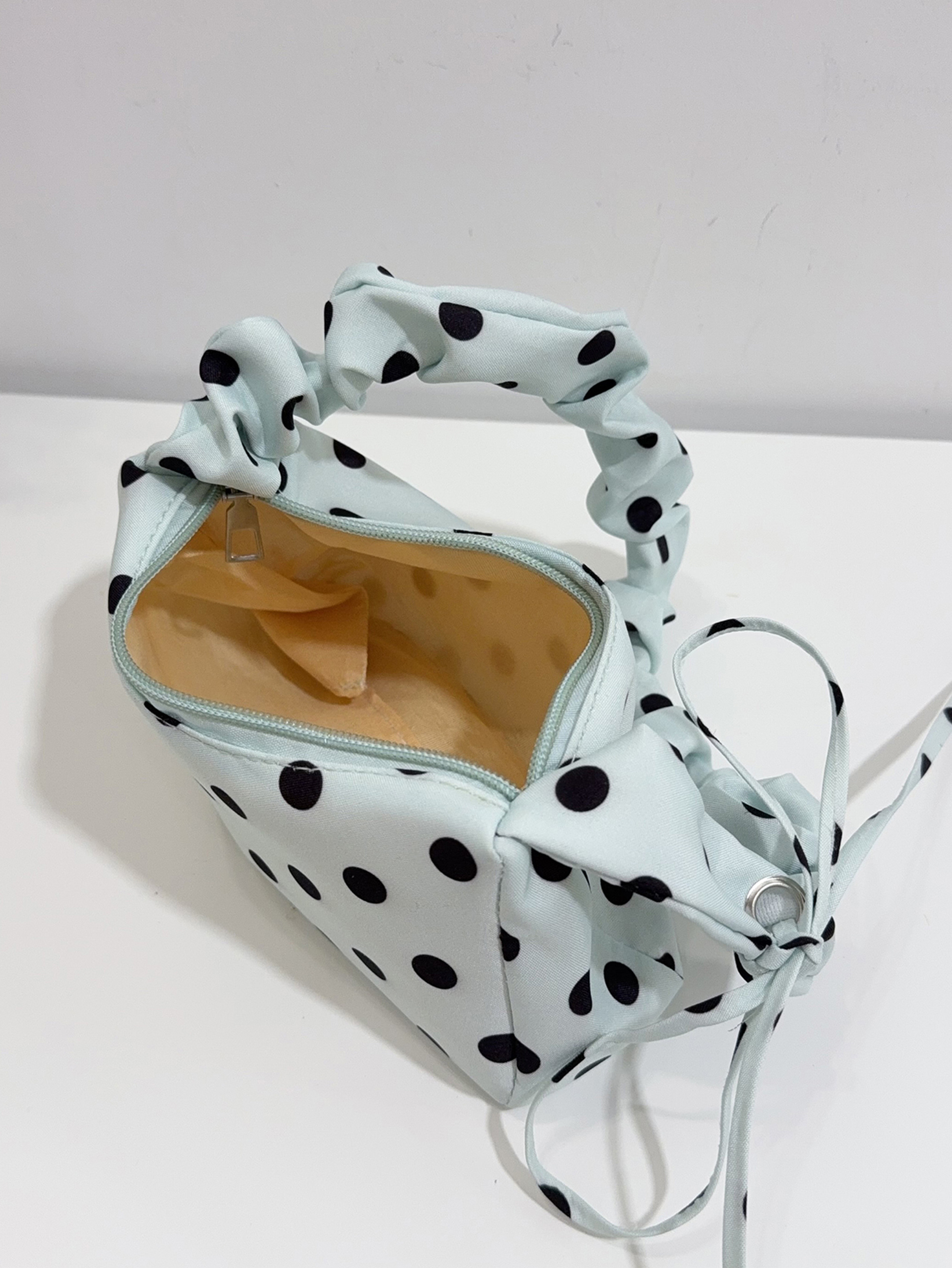 Light Blue Shoulder Bag with Zip Closure