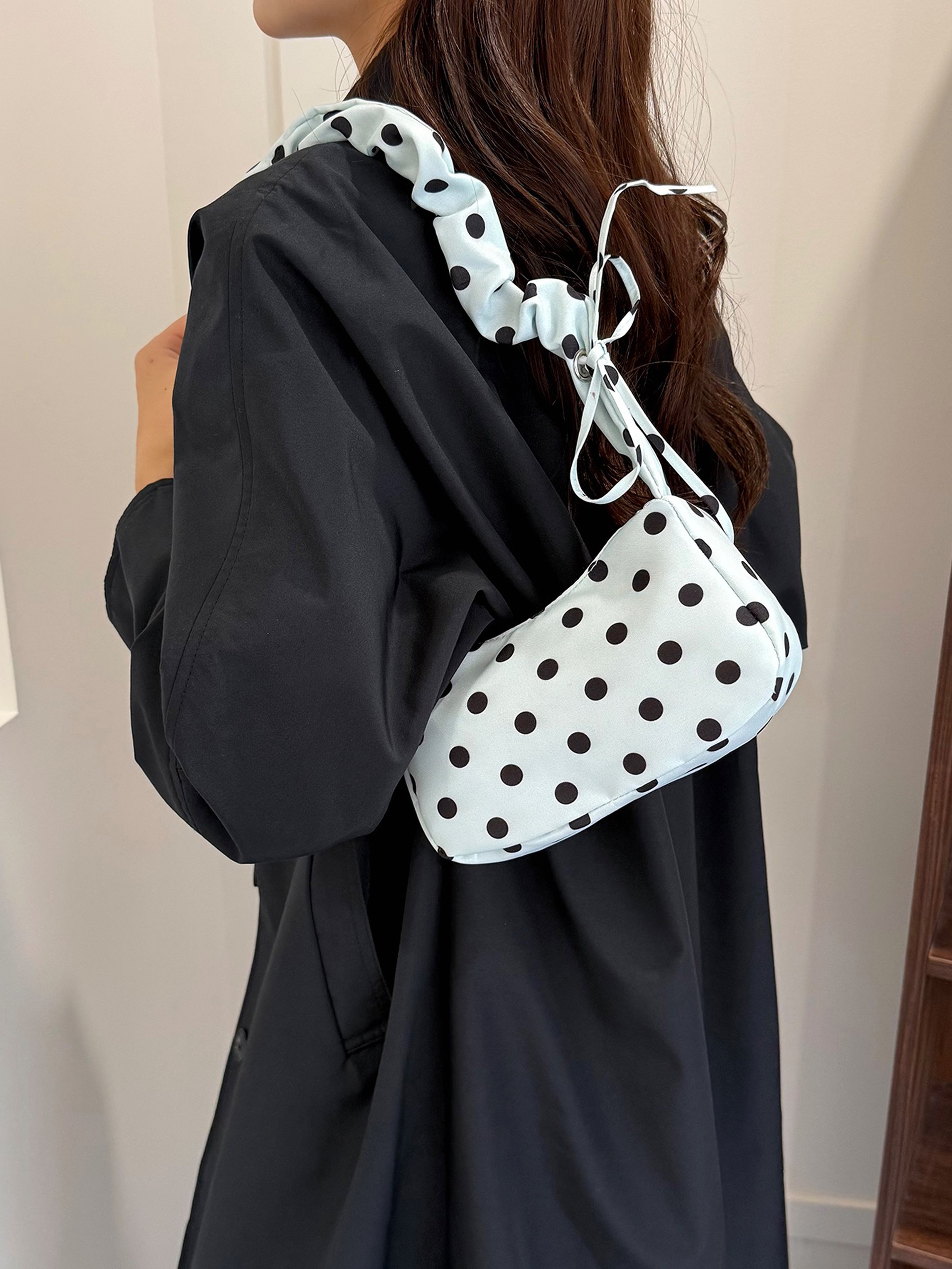 Light Blue Shoulder Bag with Zip Closure