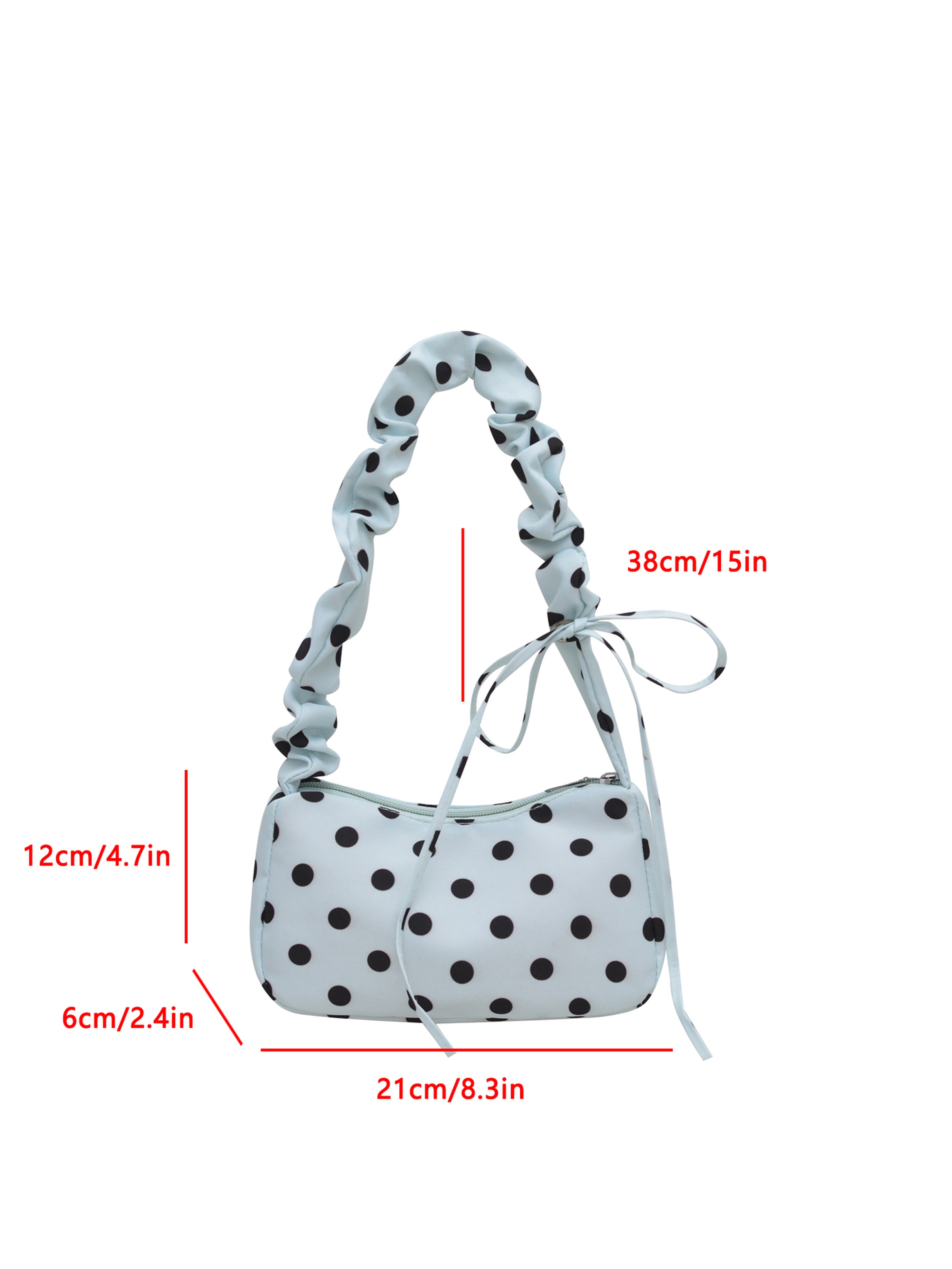 Light Blue Shoulder Bag with Zip Closure