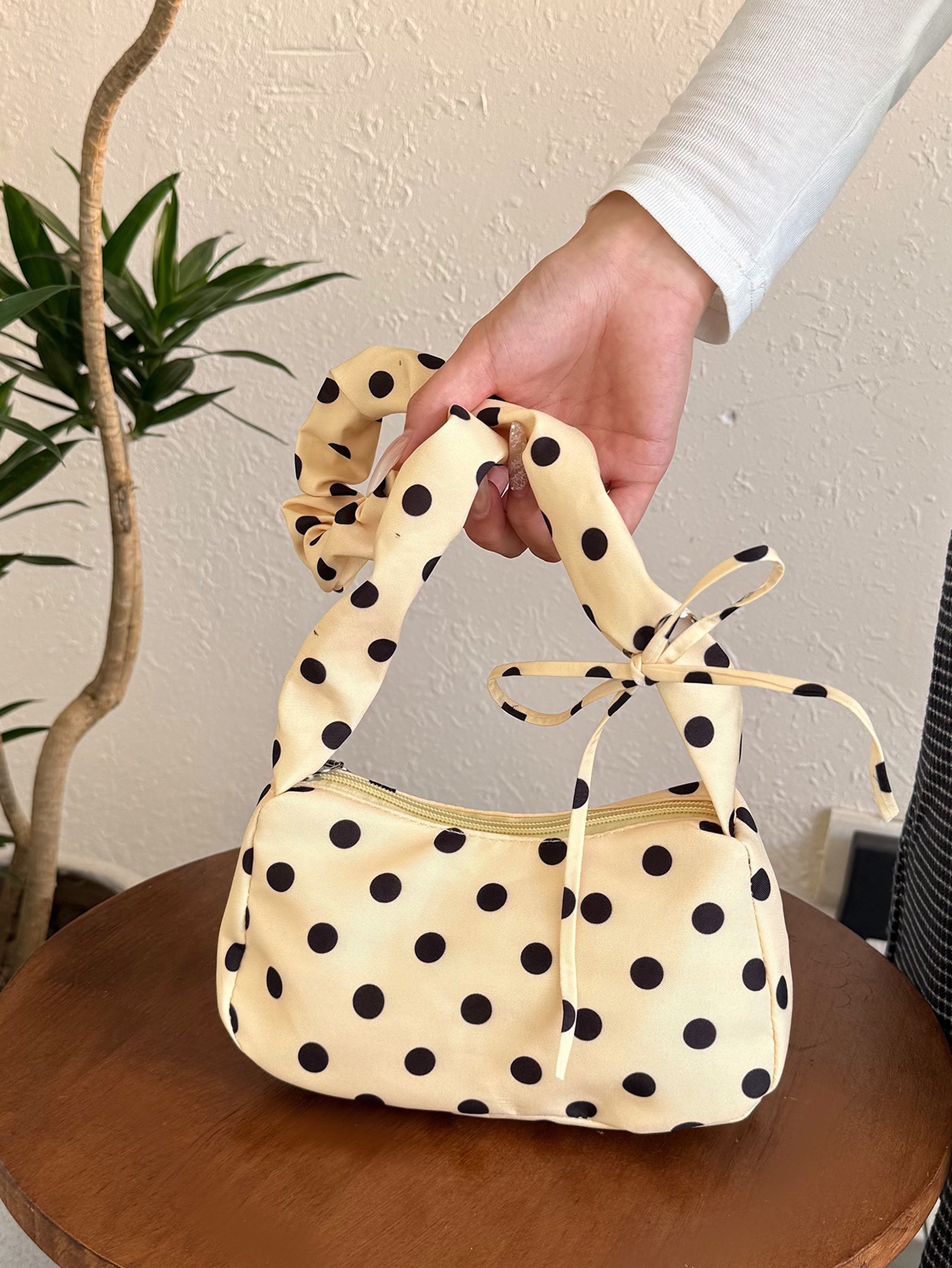 Beige Shoulder Bag with Zip Closure