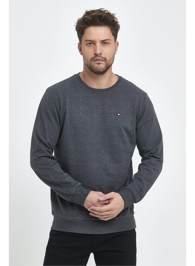Charcoal Solid Sweatshirt with Long Sleeves