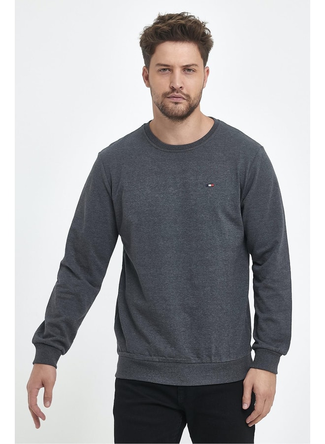 Charcoal Solid Sweatshirt with Long Sleeves