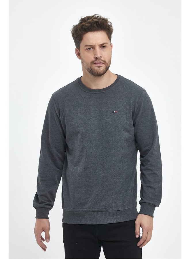 Charcoal Solid Sweatshirt with Long Sleeves