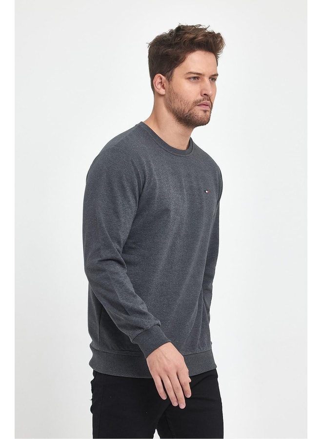 Charcoal Solid Sweatshirt with Long Sleeves