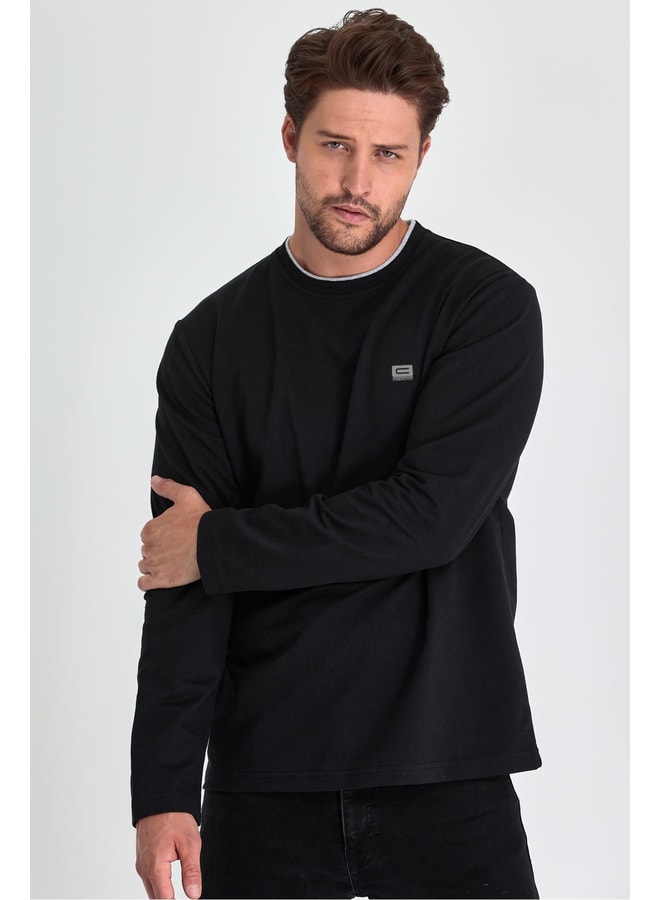 Black Logo Sweatshirt with Long Sleeves