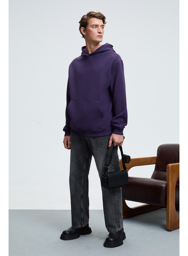 Purple Solid Hoodie with Long Sleeves