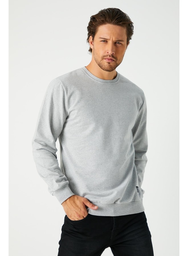 Grey Solid Sweatshirt with Long Sleeves