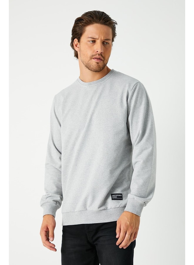 Grey Solid Sweatshirt with Long Sleeves