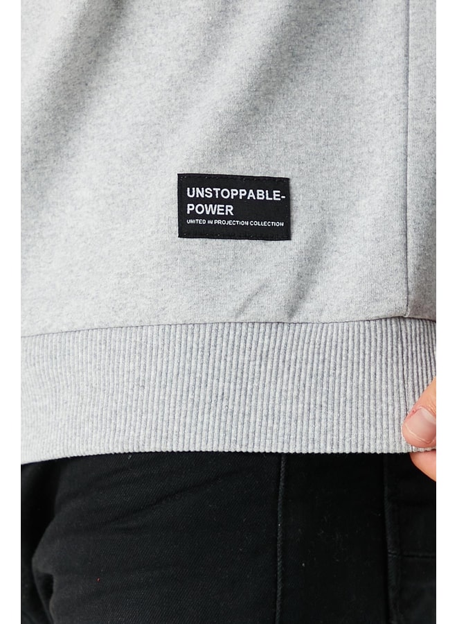 Grey Solid Sweatshirt with Long Sleeves