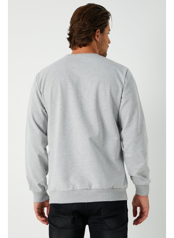 Grey Solid Sweatshirt with Long Sleeves