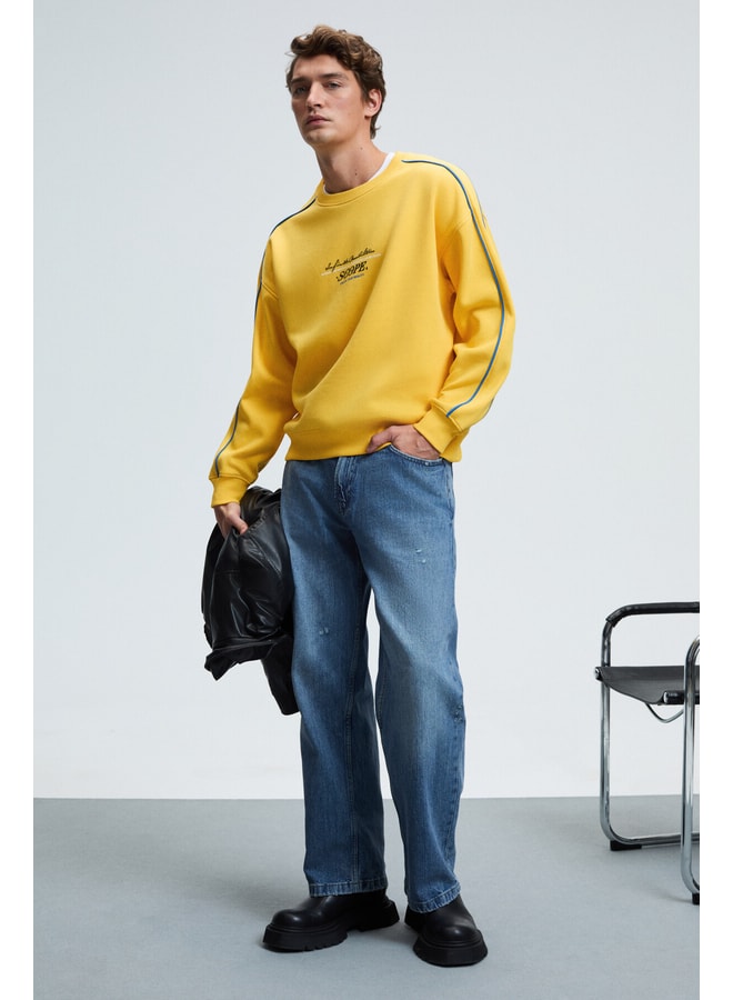 Yellow Slogan Sweatshirt with Long Sleeves