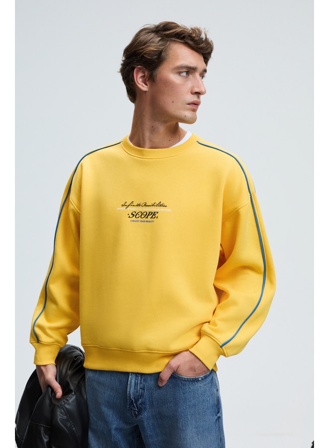 Yellow Slogan Sweatshirt with Long Sleeves