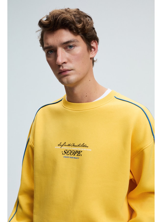 Yellow Slogan Sweatshirt with Long Sleeves