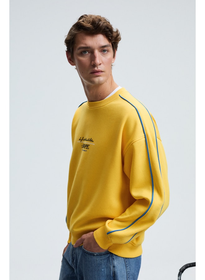 Yellow Slogan Sweatshirt with Long Sleeves