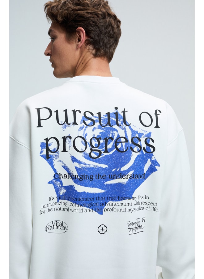 White Graphic Sweatshirt with Long Sleeves
