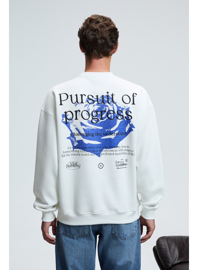White Graphic Sweatshirt with Long Sleeves