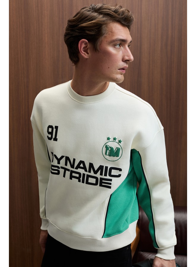 Off White Slogan Sweatshirt with Long Sleeves