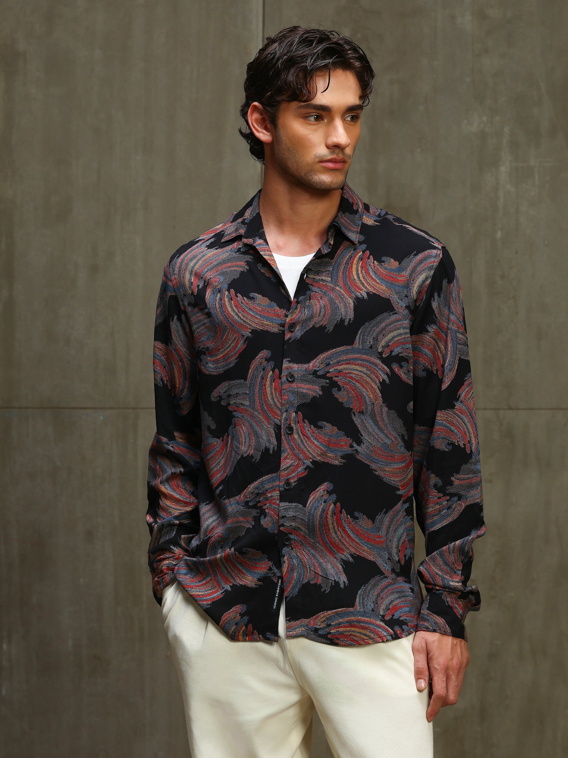 Multi Printed Long Sleeves Shirt