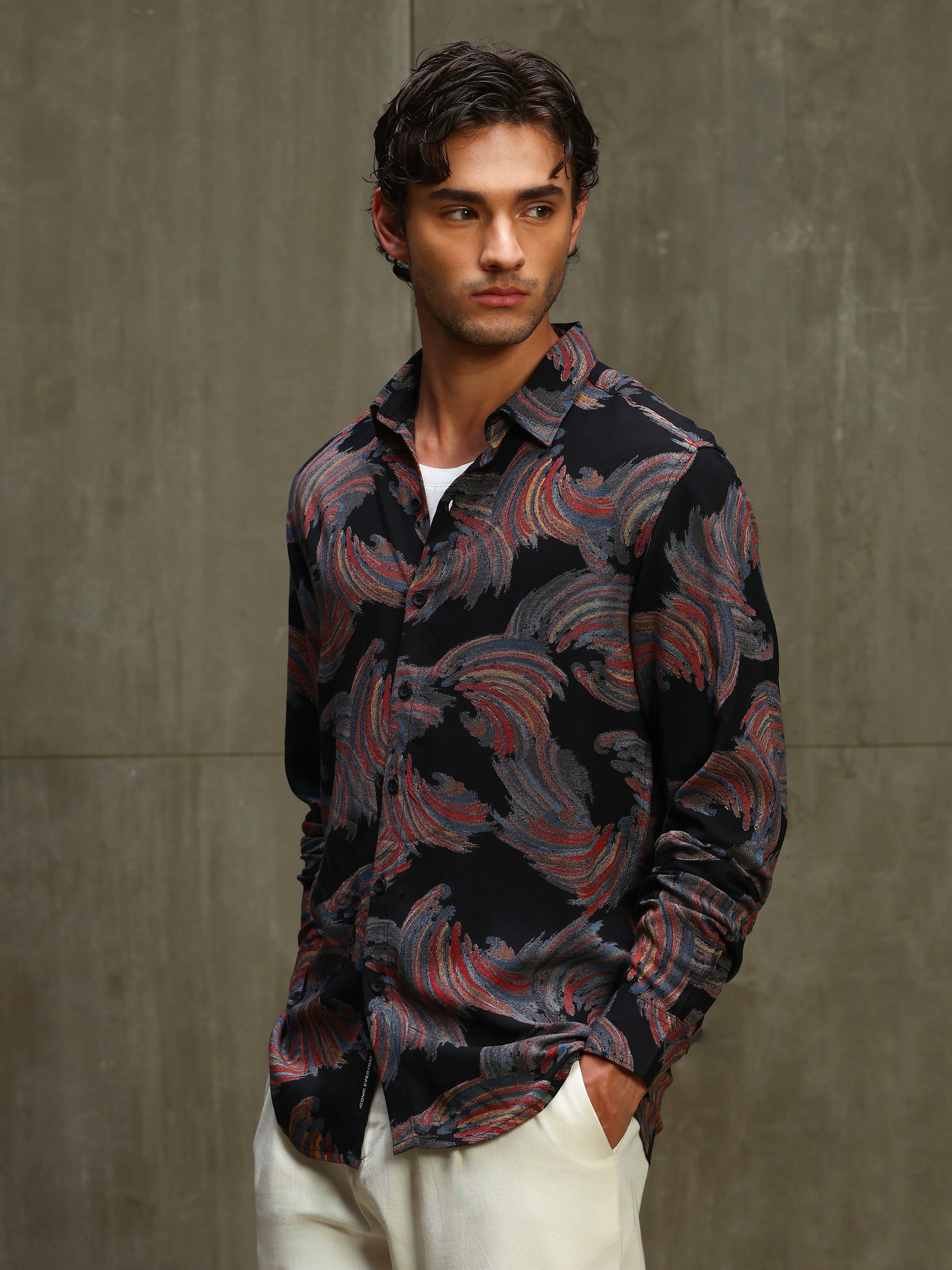 Multi Printed Long Sleeves Shirt
