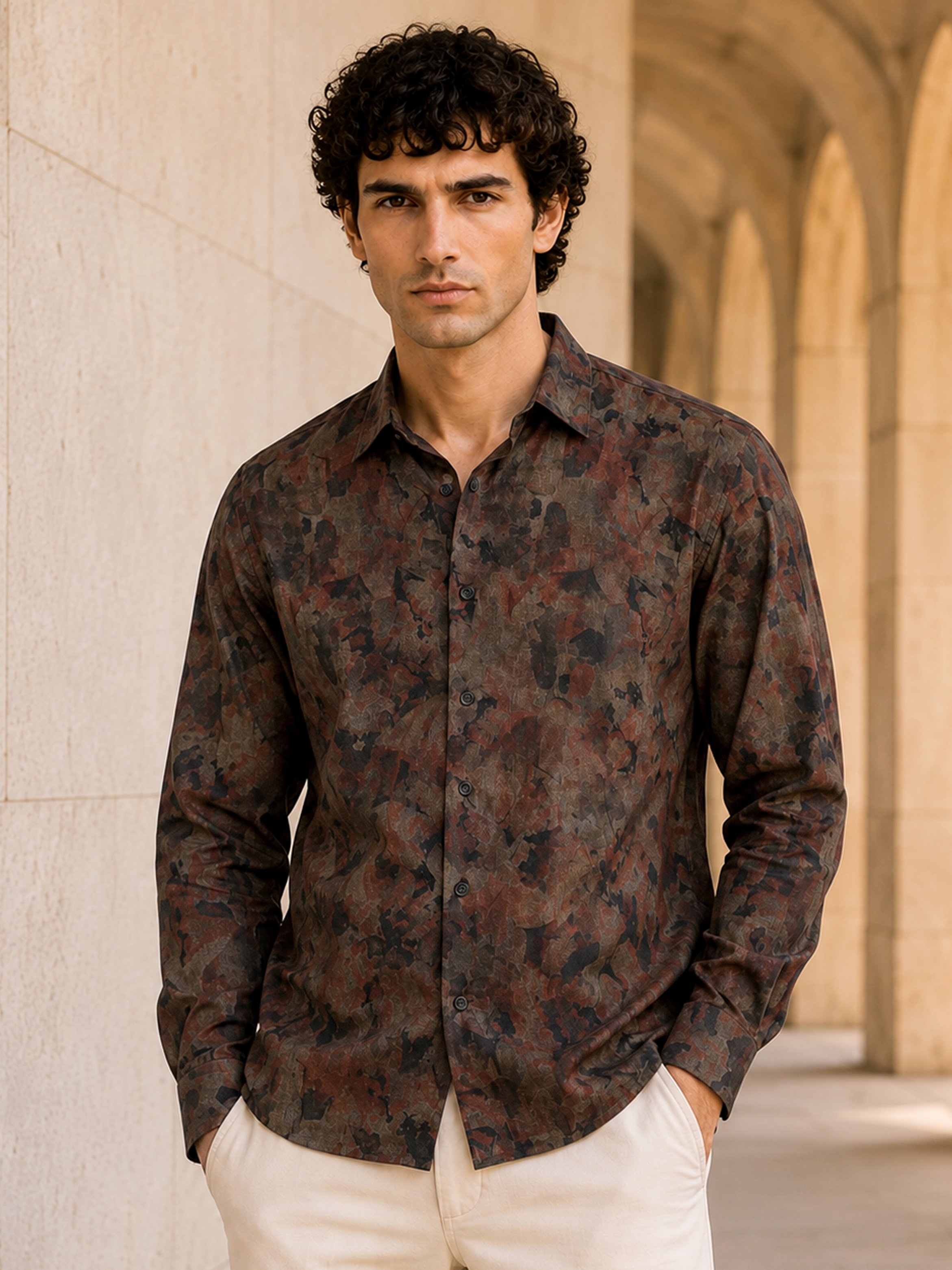 Multi Printed Long Sleeves Regular Shirt