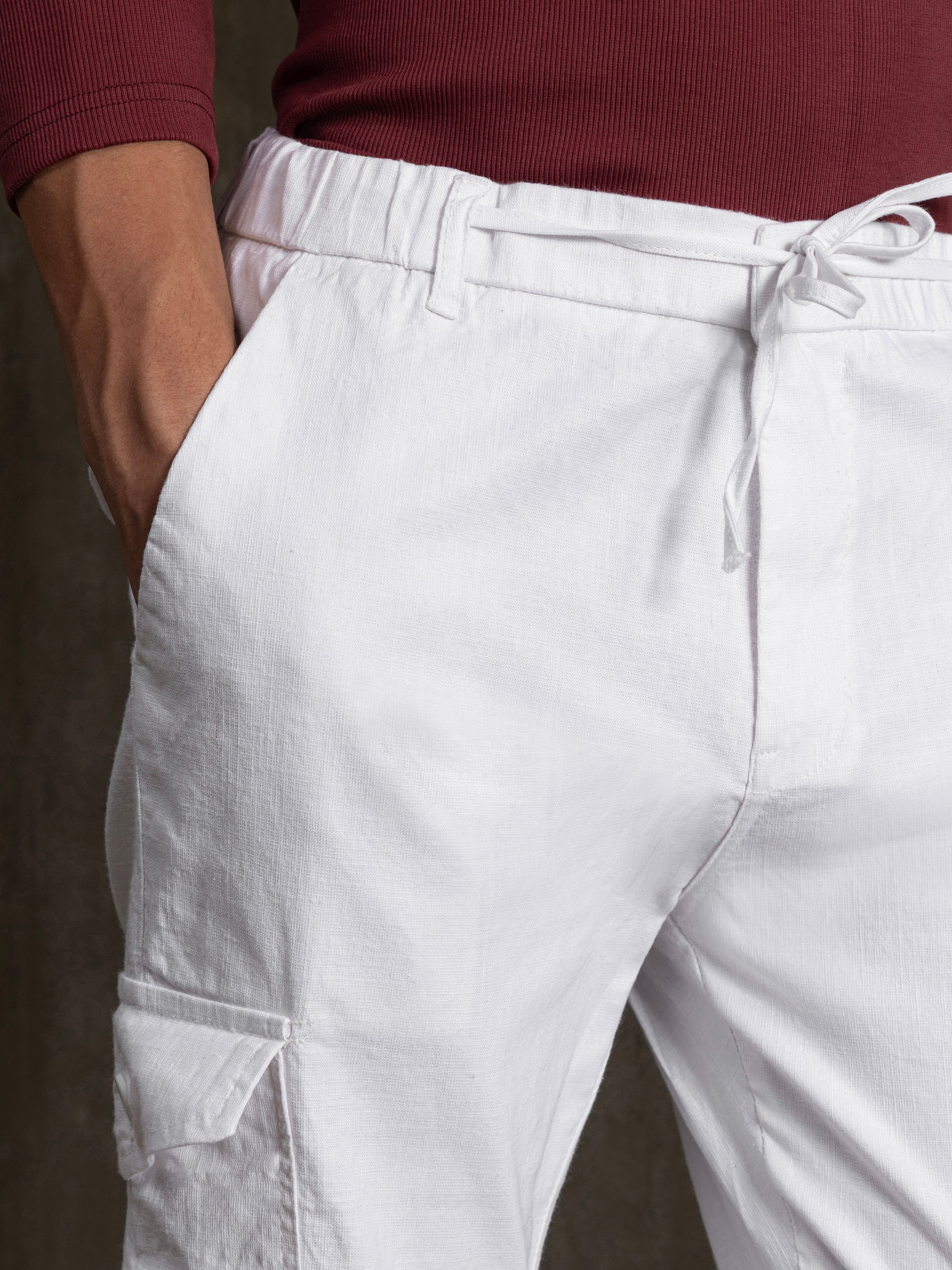 White Solid Regular Trousers