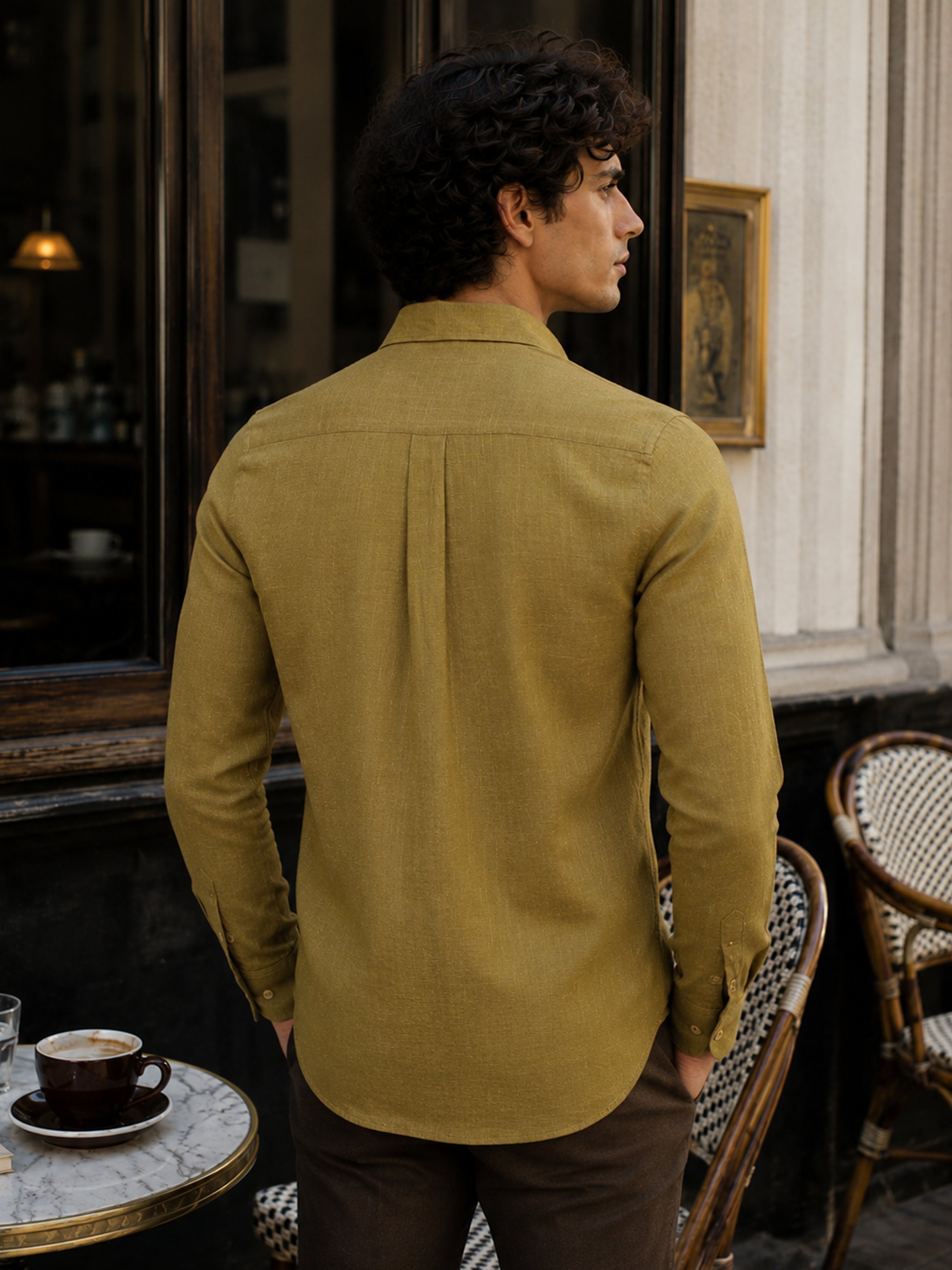 Olive Solid Long Sleeves Regular Shirt