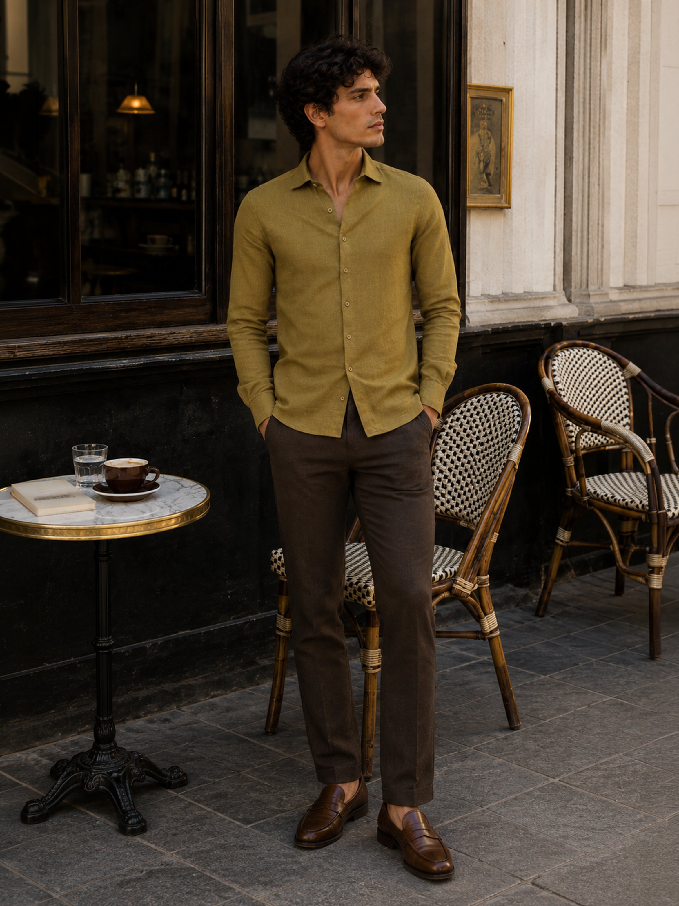 Olive Solid Long Sleeves Regular Shirt