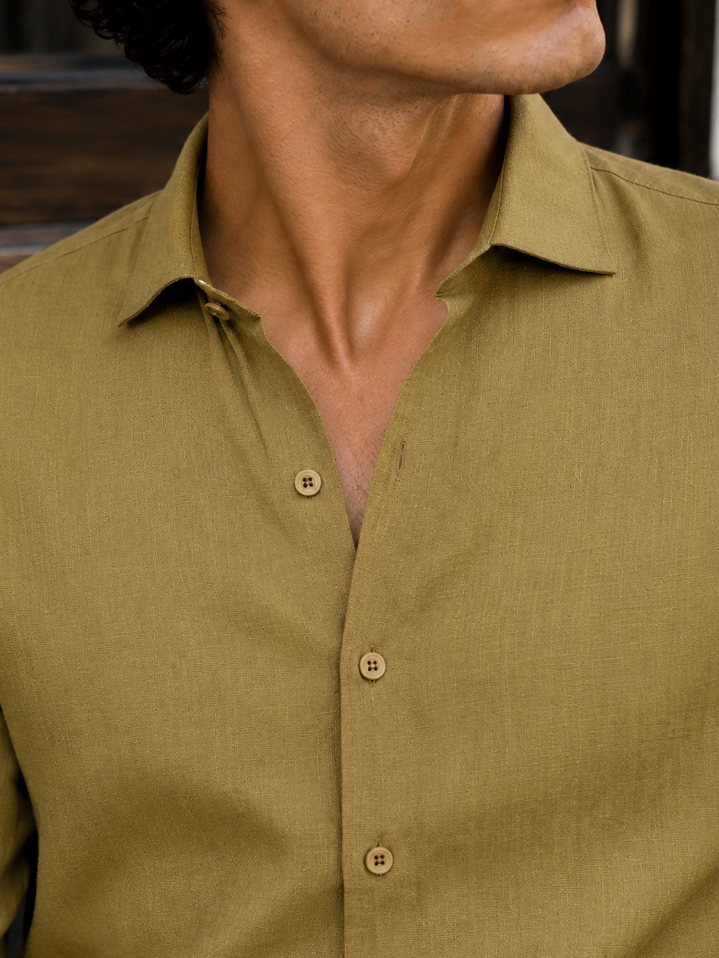 Olive Solid Long Sleeves Regular Shirt