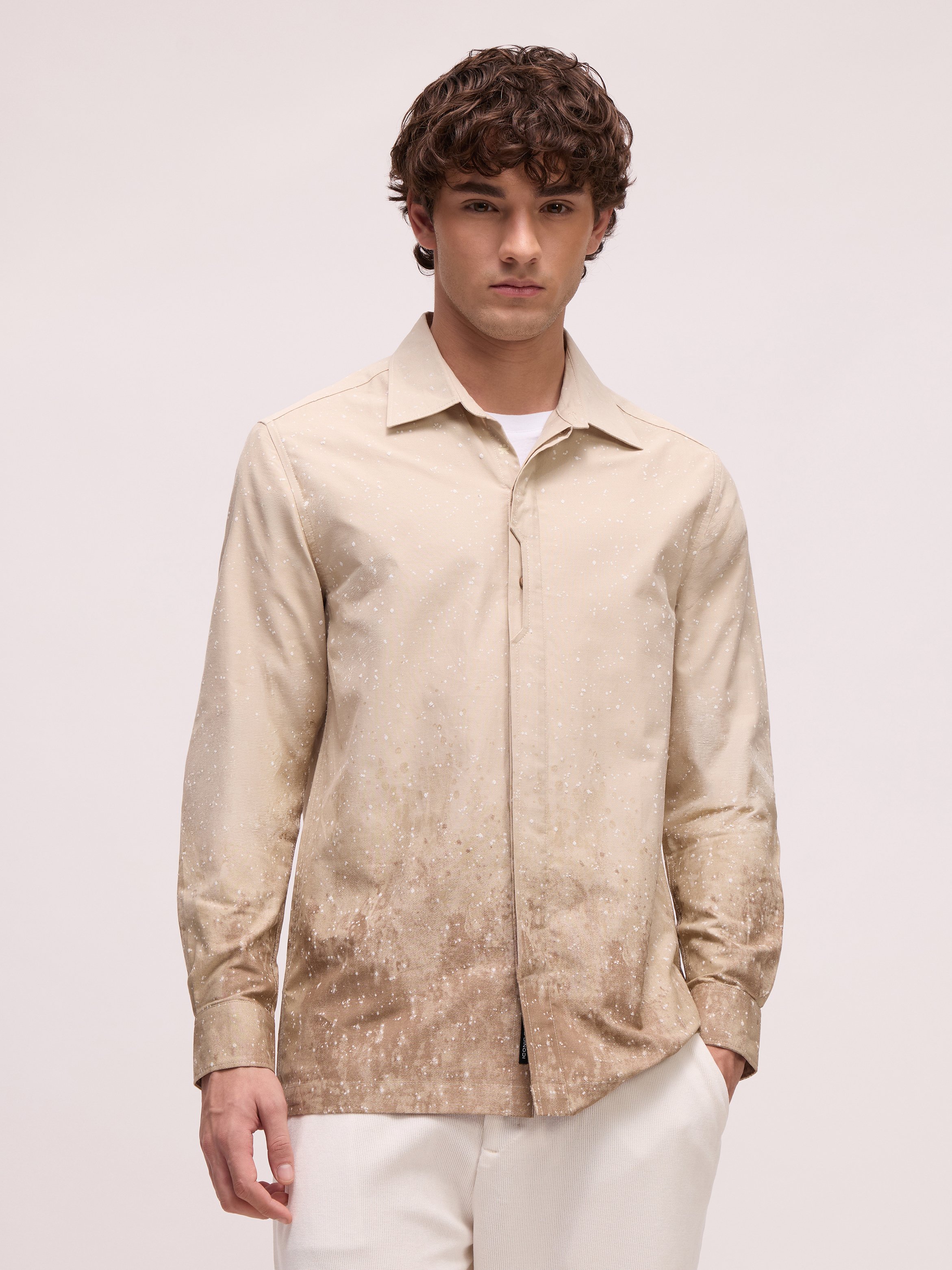 Beige Printed Long Sleeves Regular Shirt