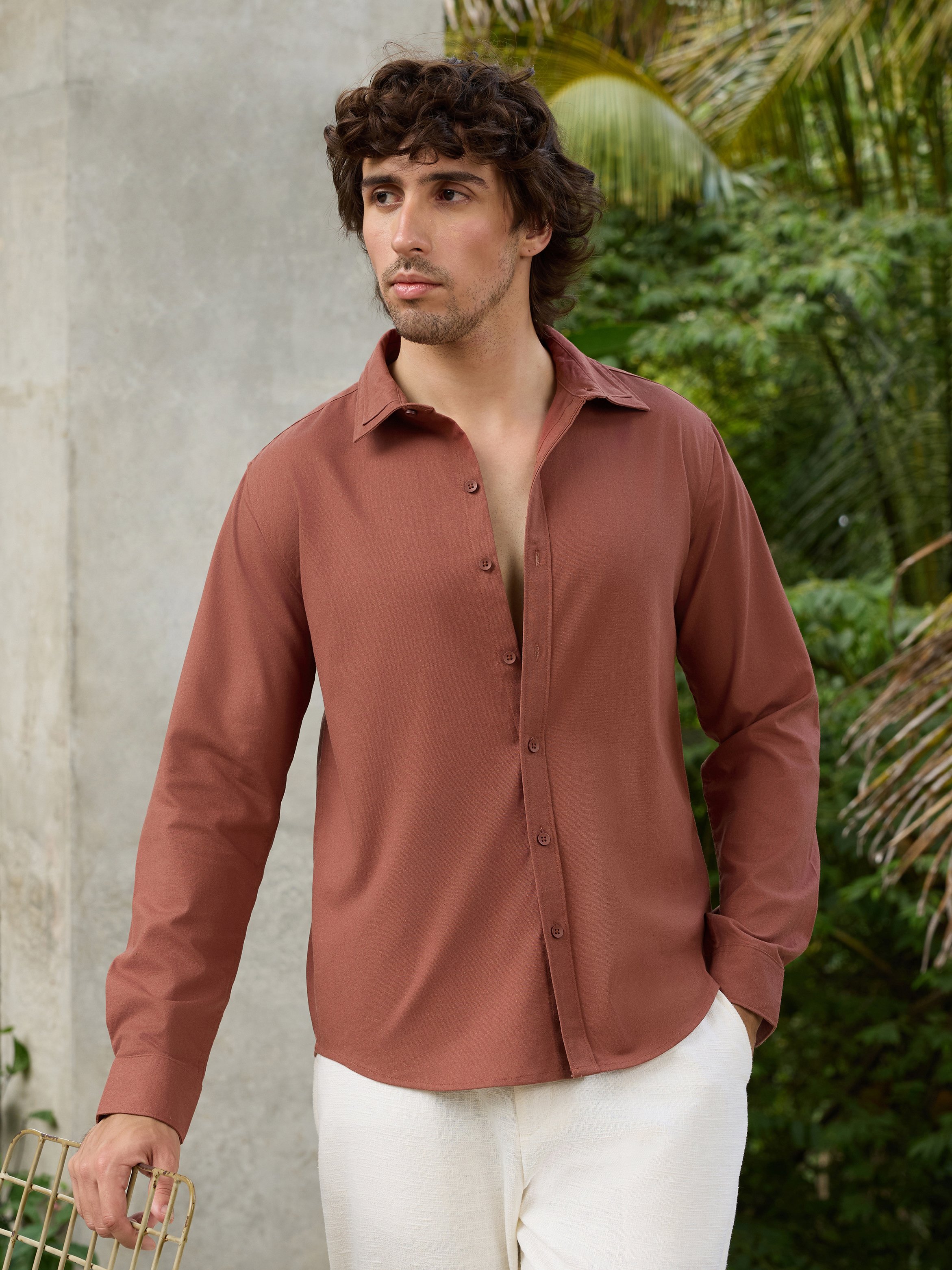 Rust Solid Regular Shirt