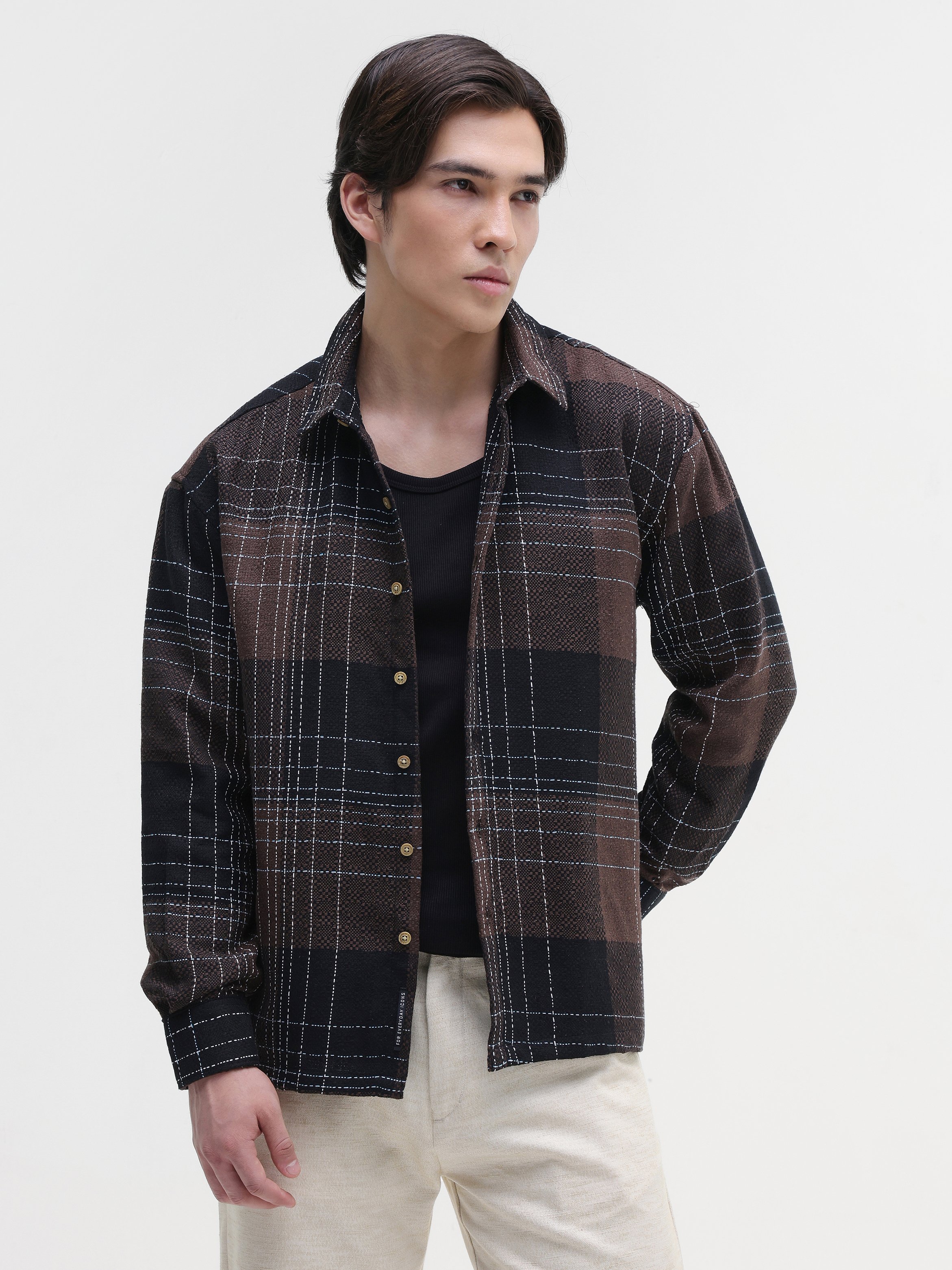 Brown Checked Long Sleeves Regular Shirt
