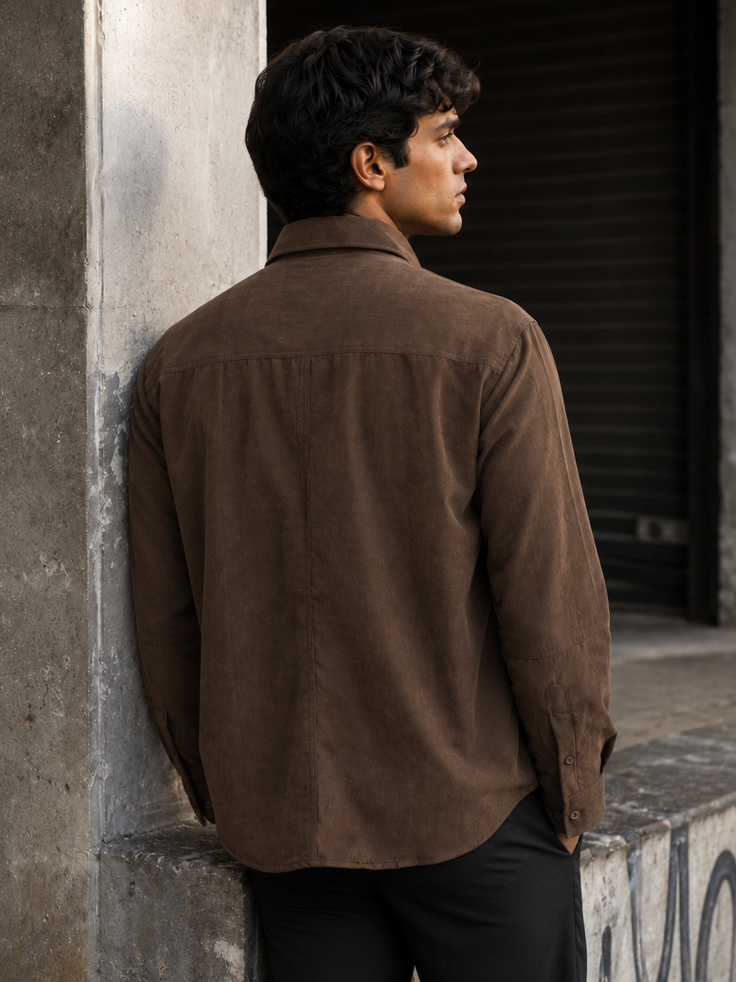 Brown Solid Long Sleeves Regular Shirt