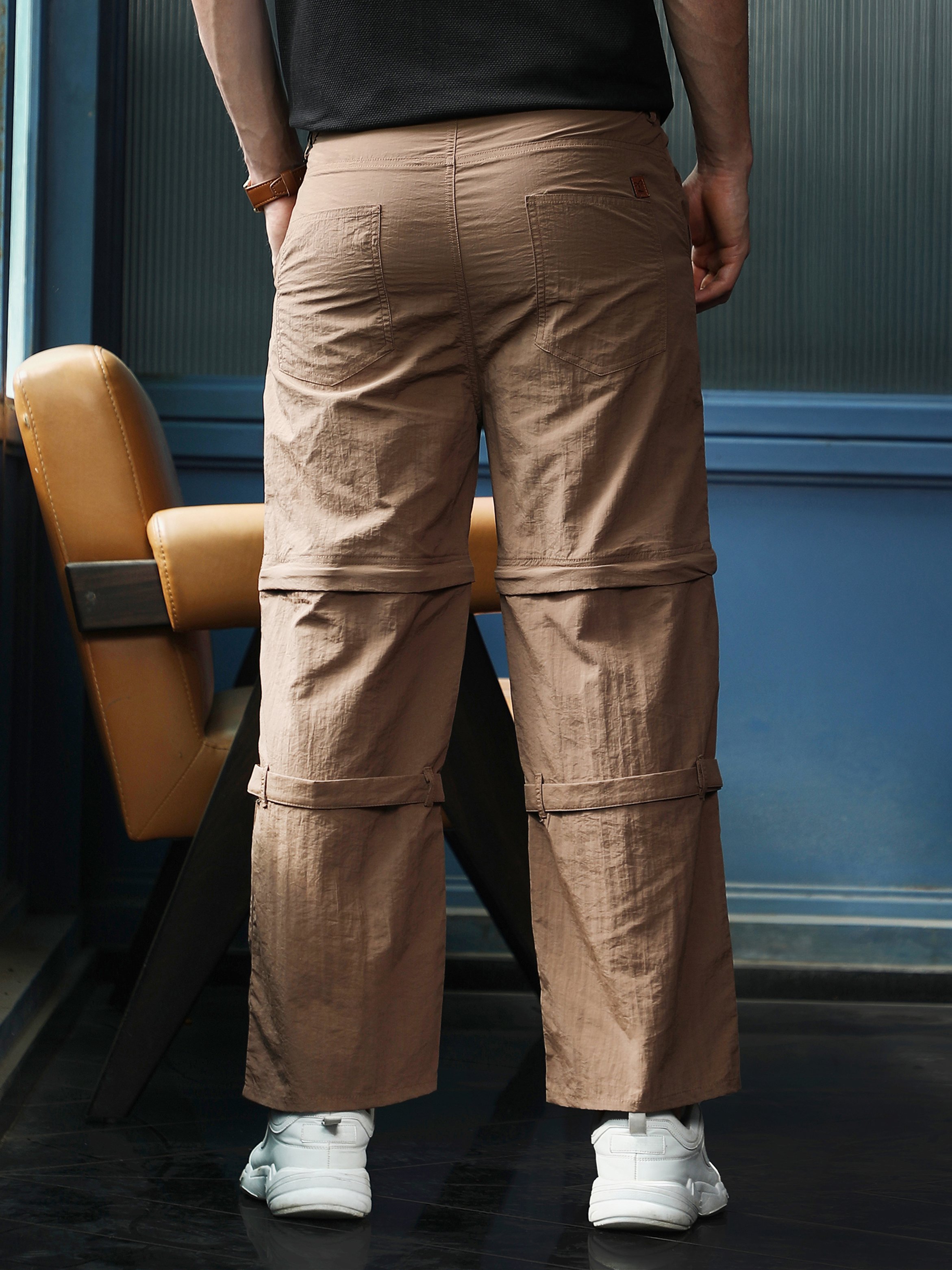 Brown Solid Wide Leg Trousers