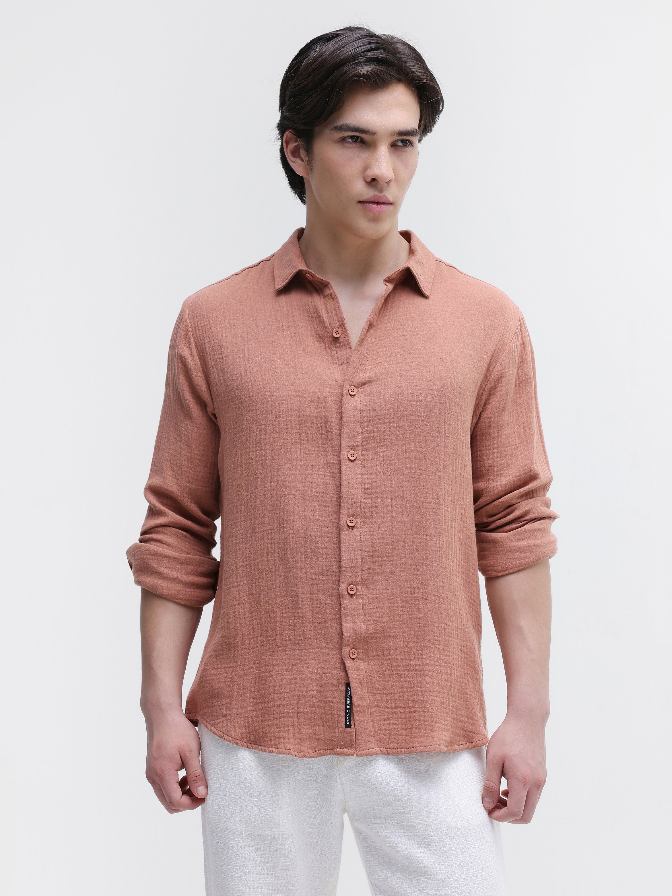 Rust Texture Long Sleeves Regular Shirt