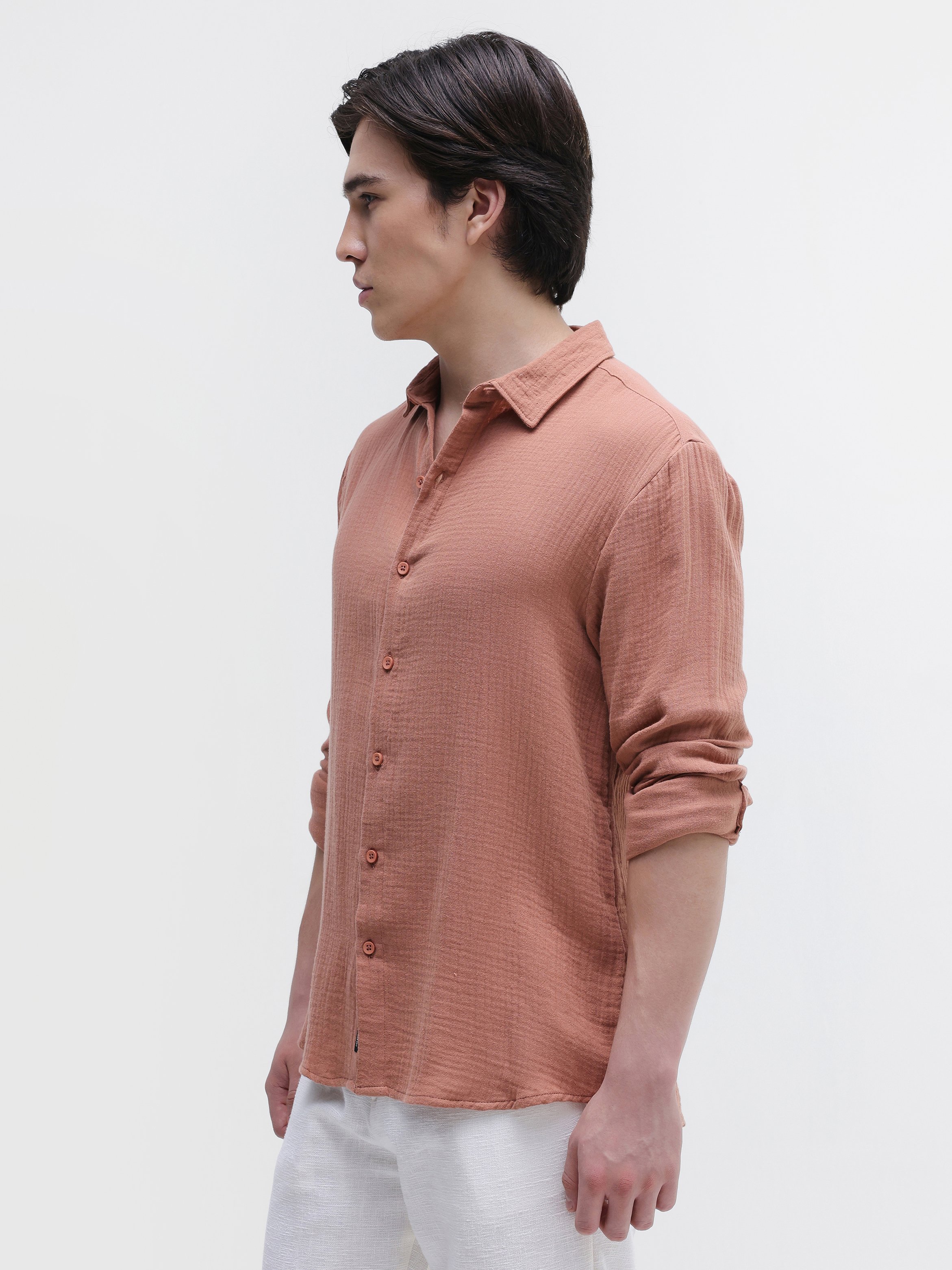 Rust Texture Long Sleeves Regular Shirt