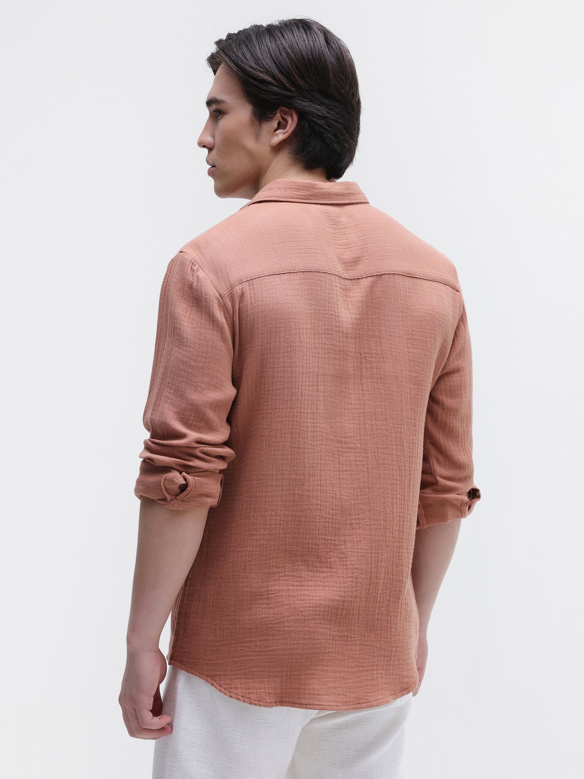 Rust Texture Long Sleeves Regular Shirt