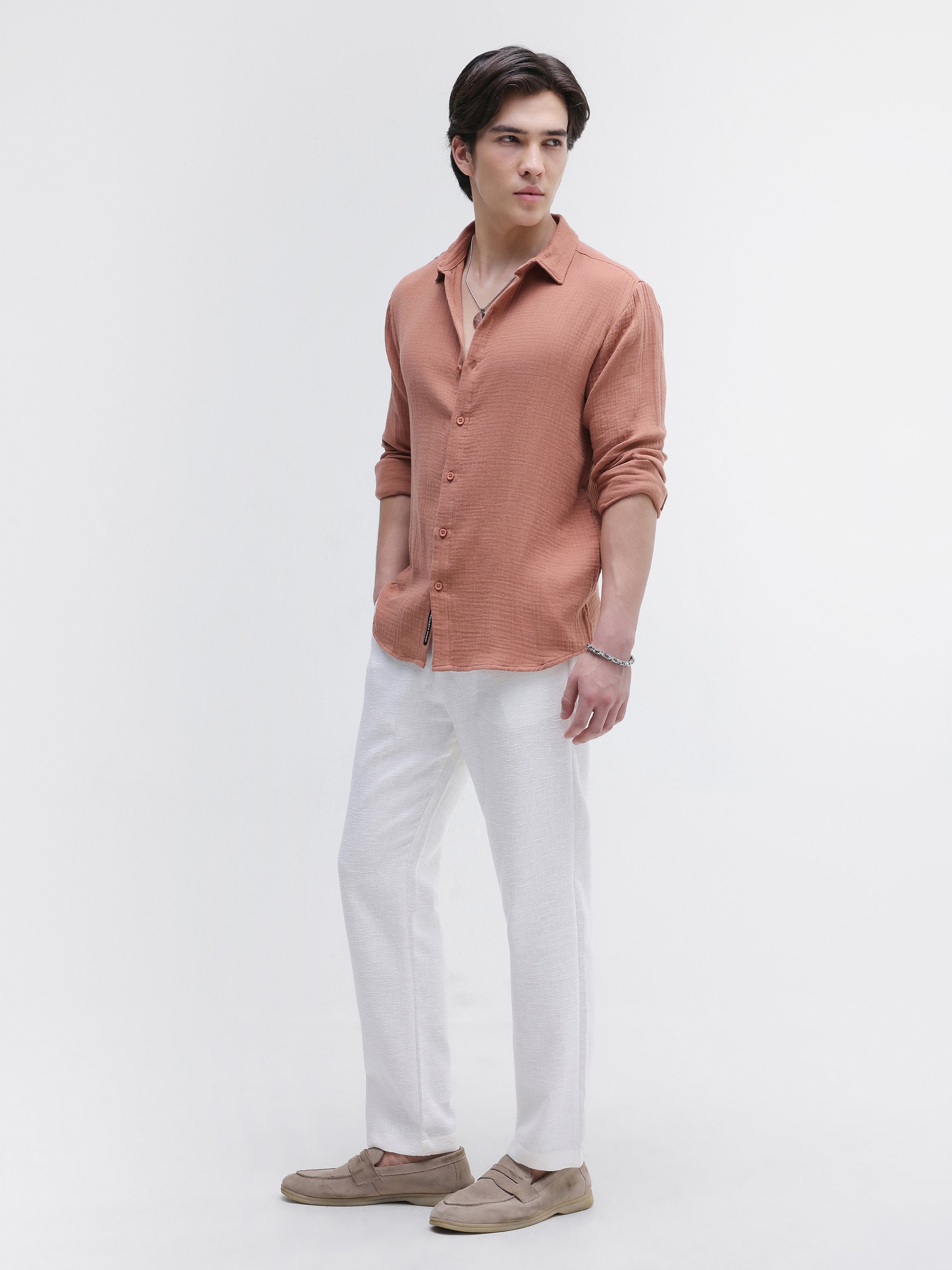 Rust Texture Long Sleeves Regular Shirt