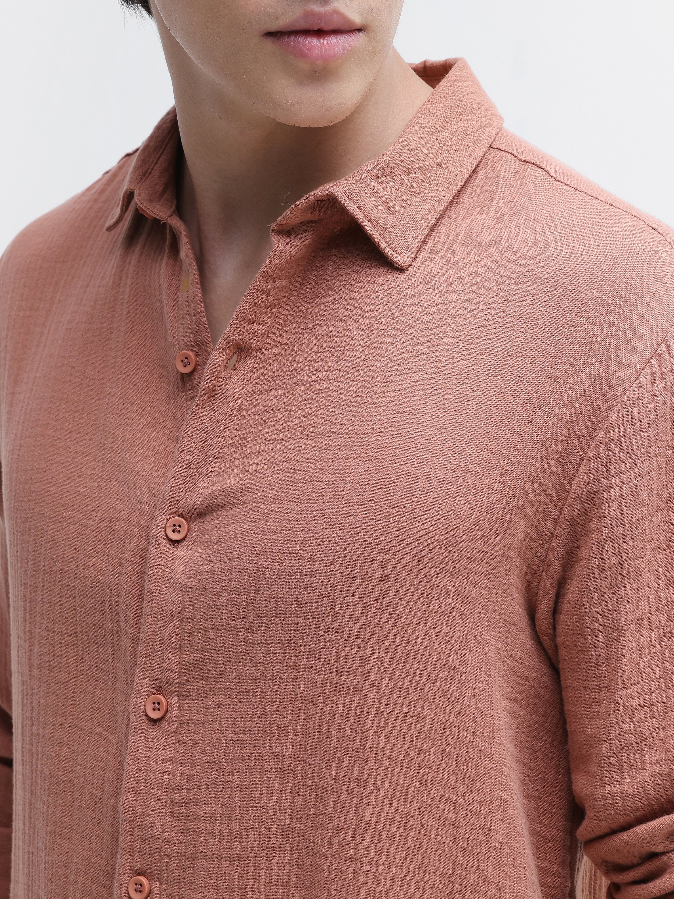 Rust Texture Long Sleeves Regular Shirt