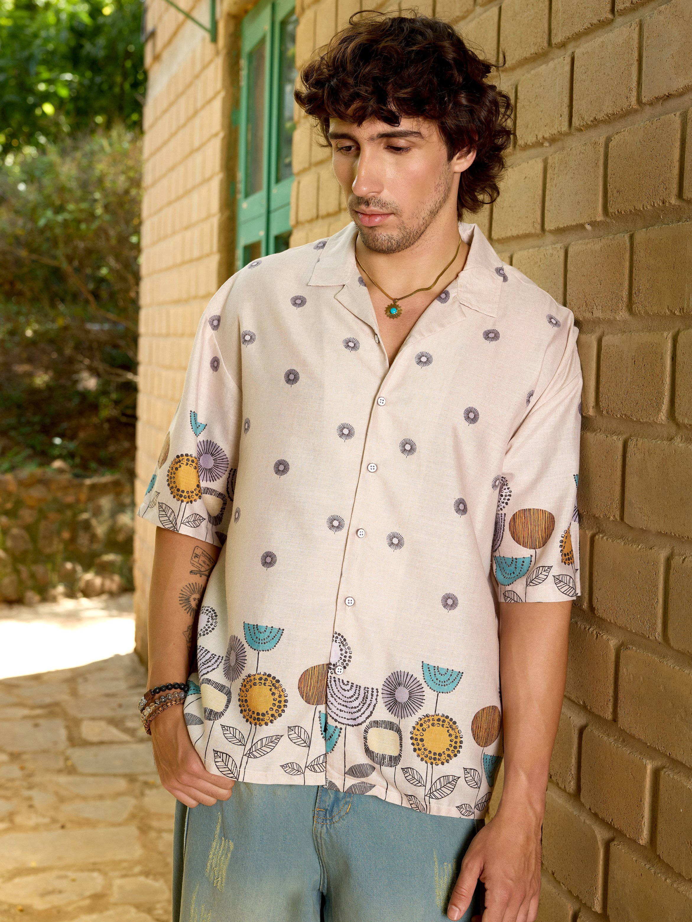 Multi Floral Short Sleeves Relaxed Shirt