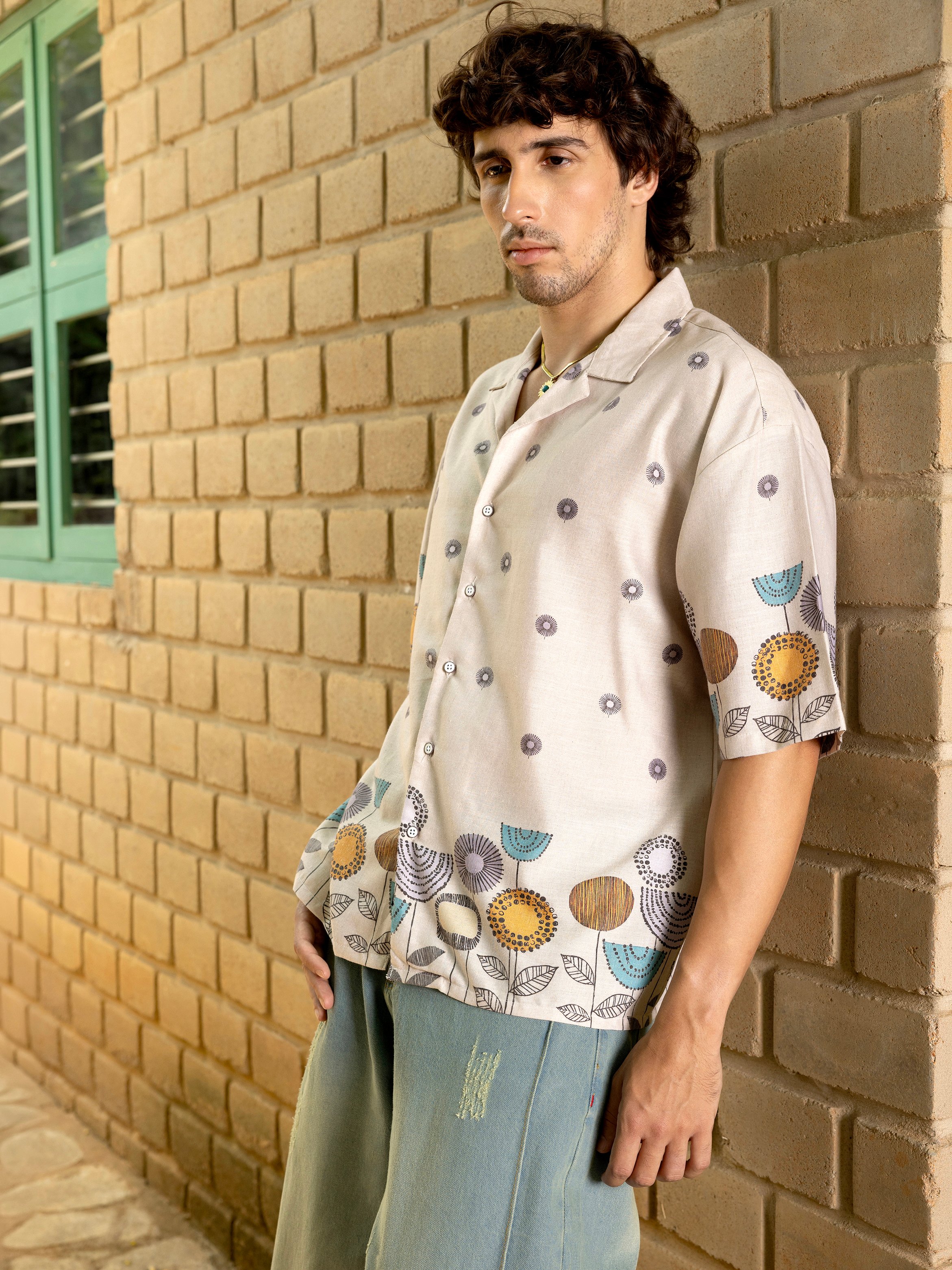 Multi Floral Short Sleeves Relaxed Shirt