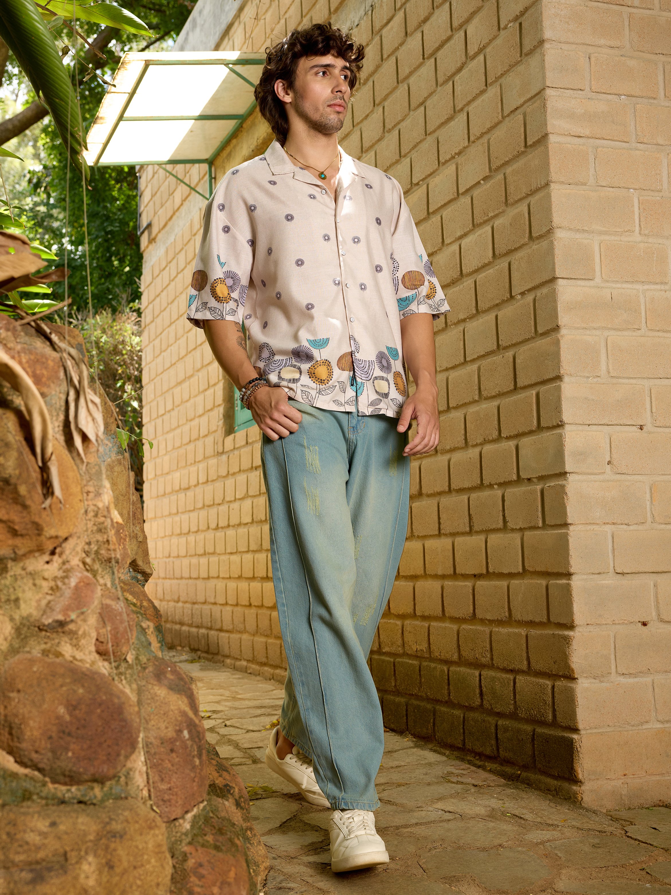 Multi Floral Short Sleeves Relaxed Shirt