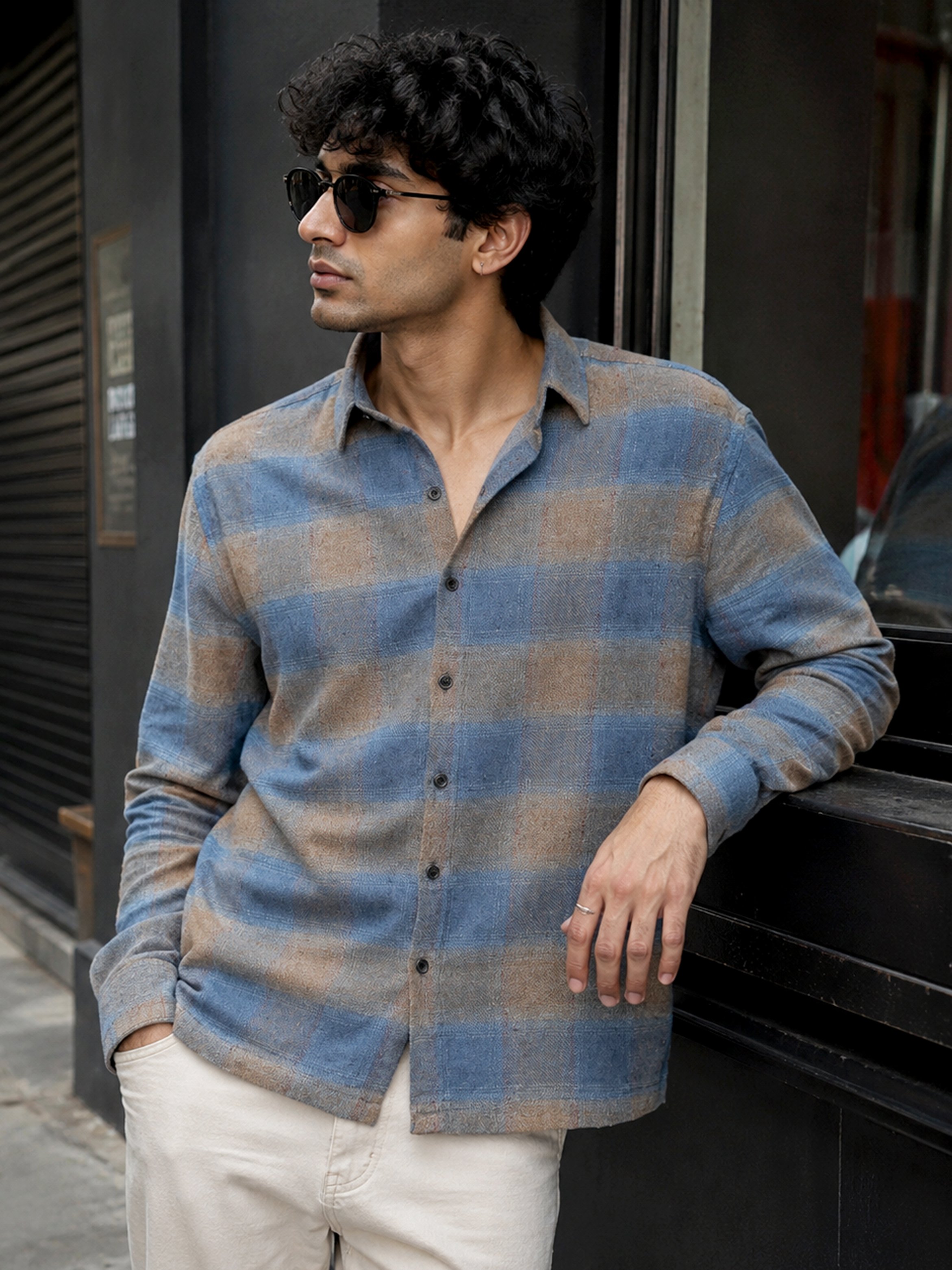 Blue Checked Long Sleeves Regular Shirt