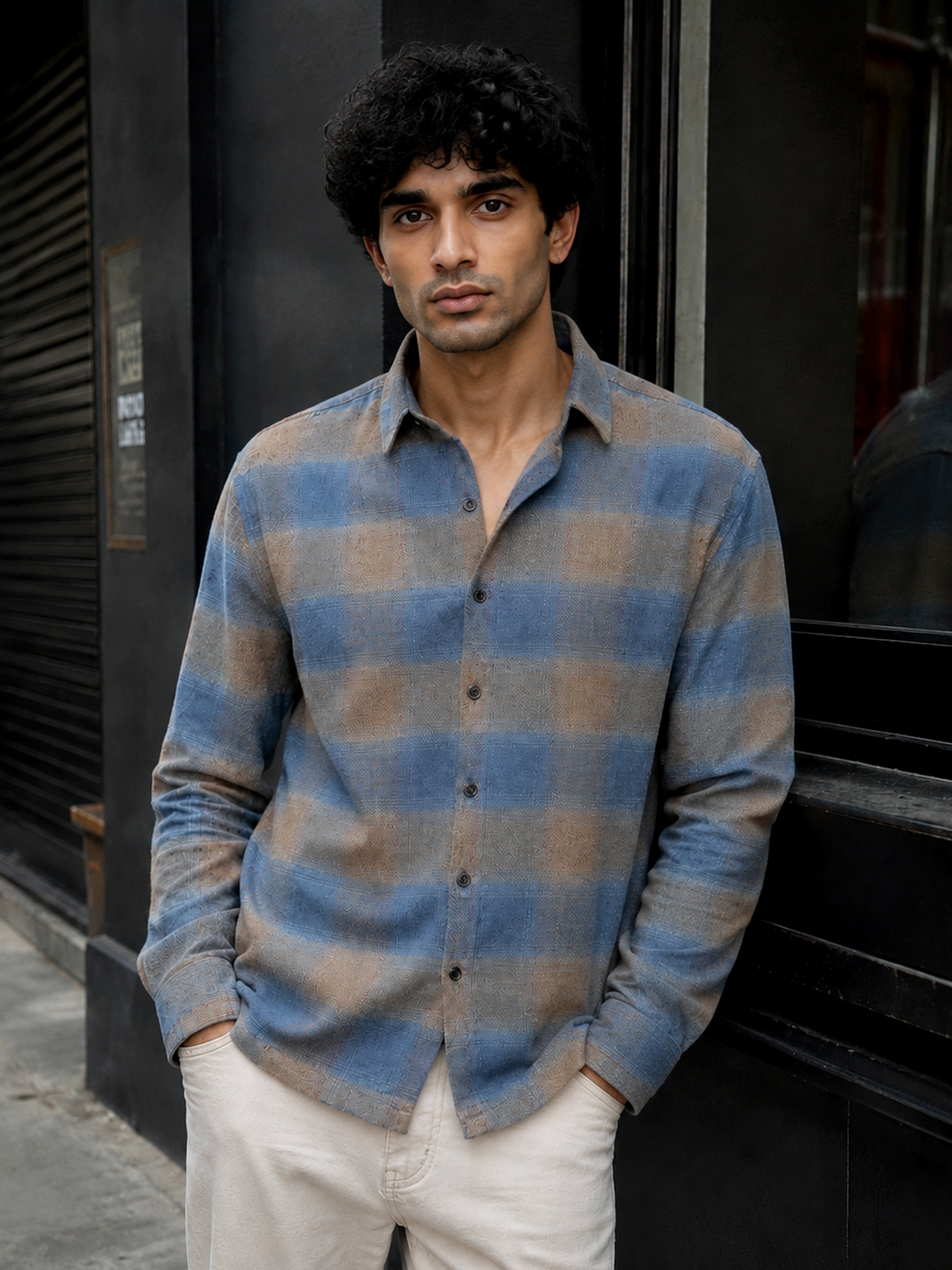 Blue Checked Long Sleeves Regular Shirt