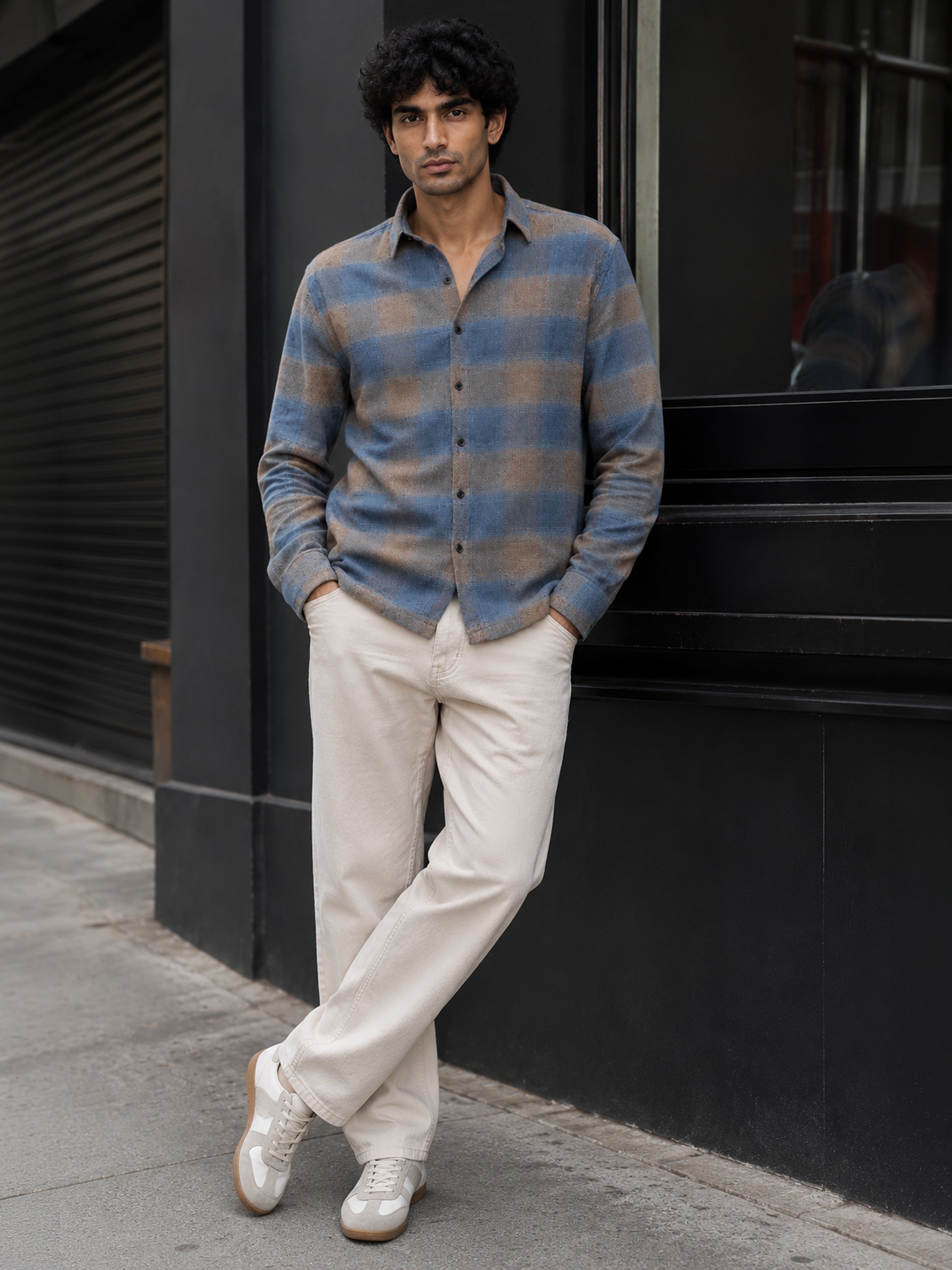 Blue Checked Long Sleeves Regular Shirt