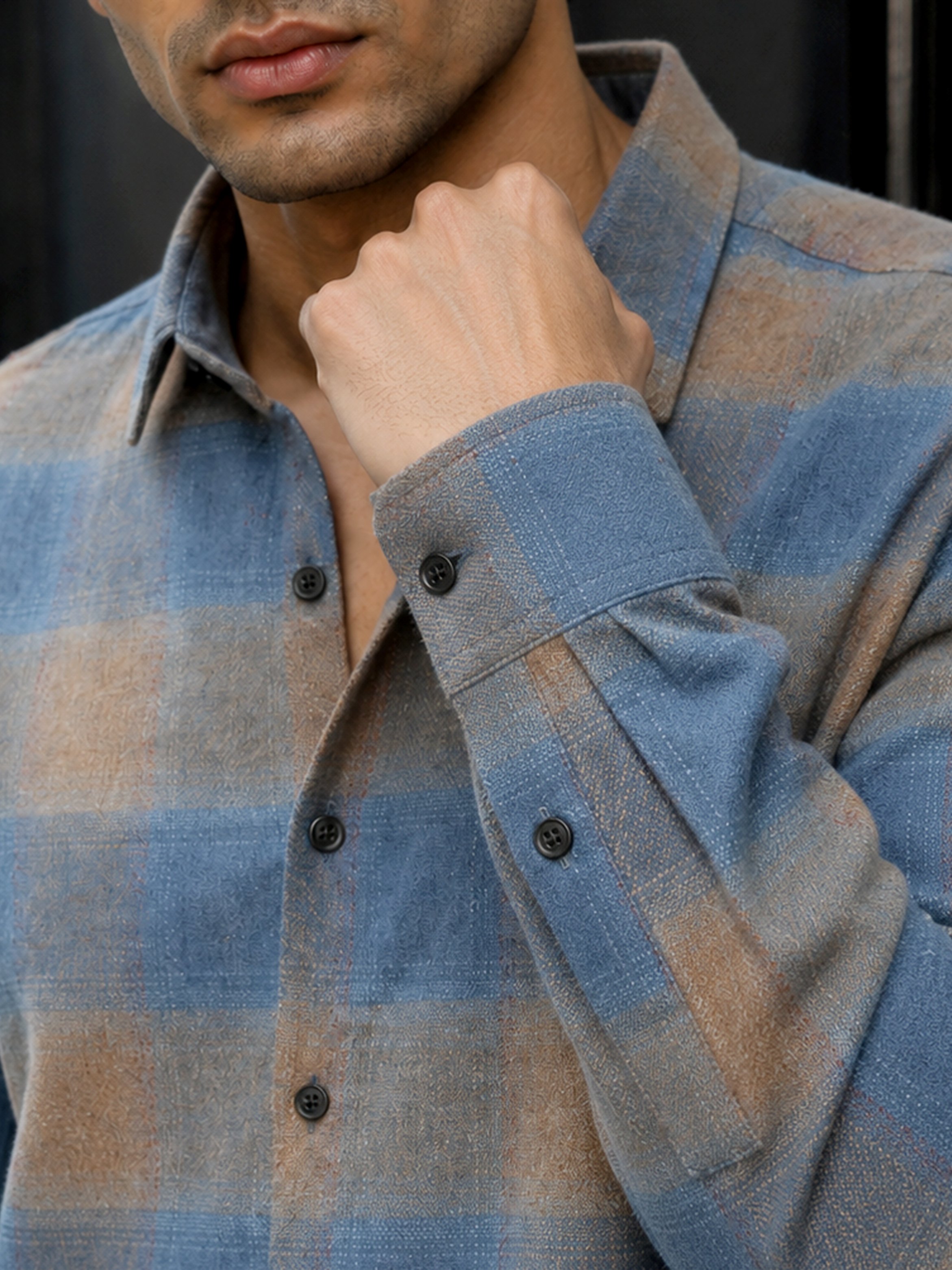 Blue Checked Long Sleeves Regular Shirt
