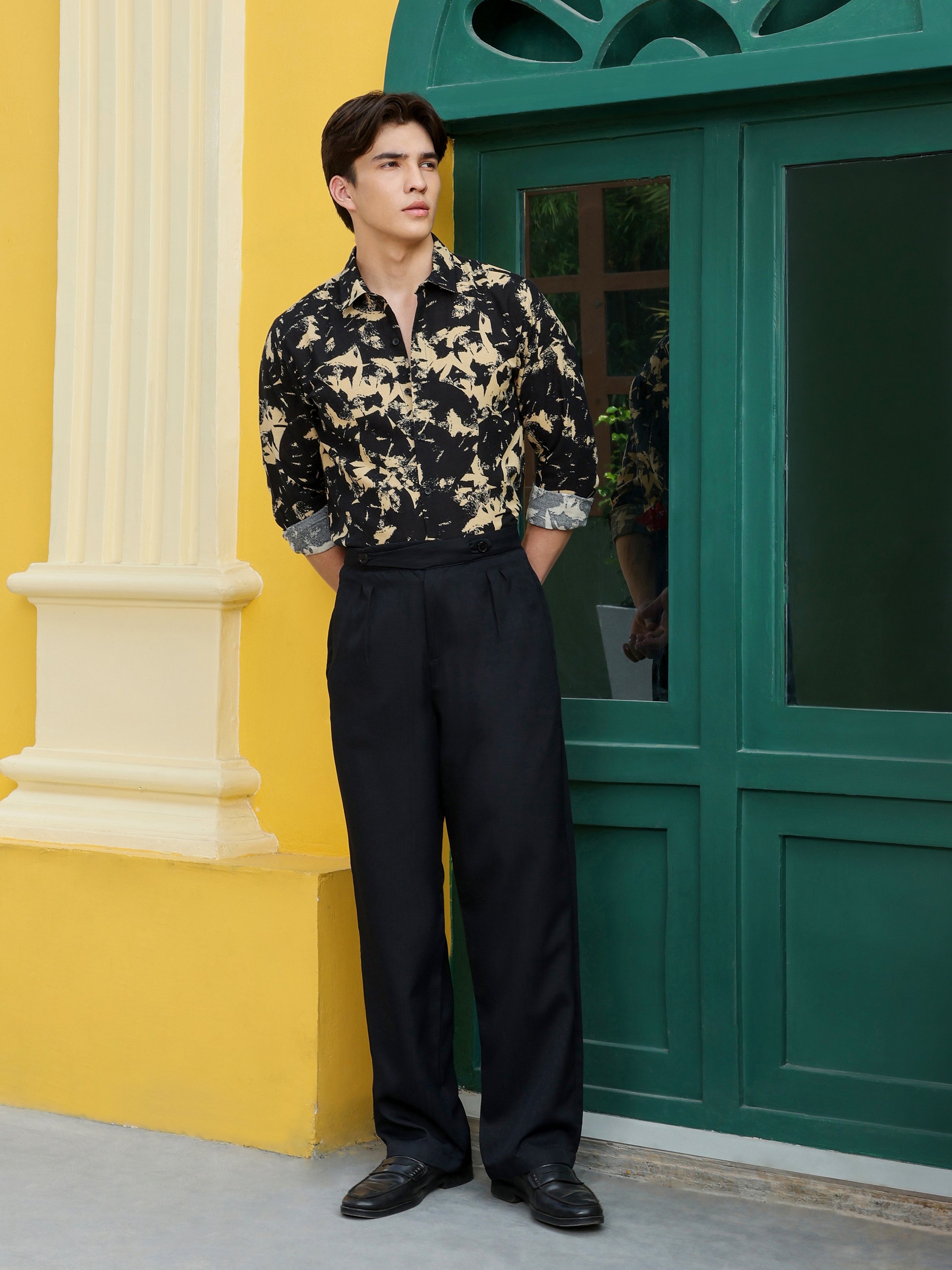 Black Printed Long Sleeves Shirt
