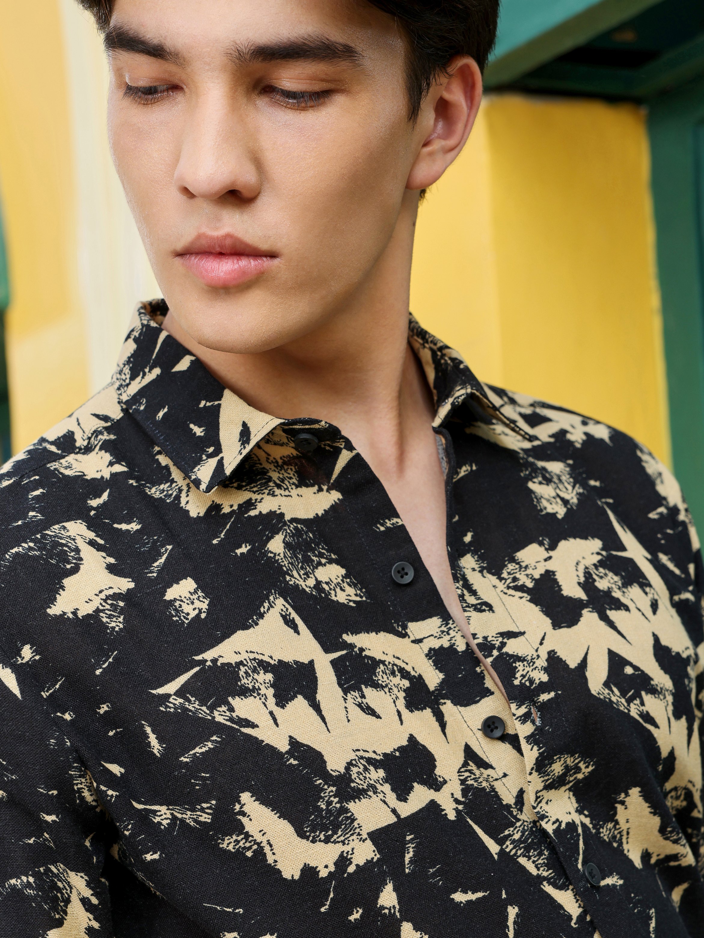 Black Printed Long Sleeves Shirt
