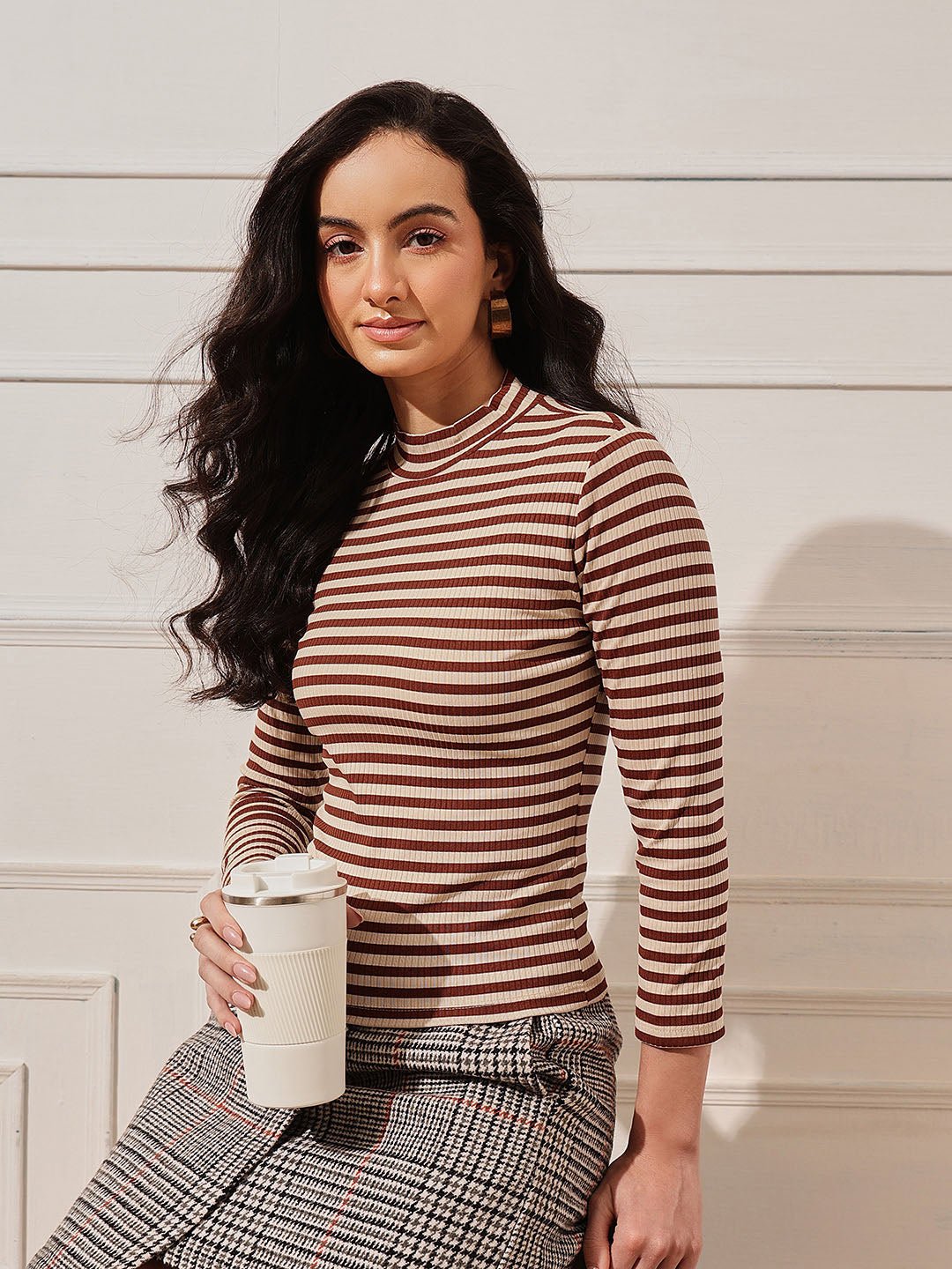 Multi Striped High Neck Top